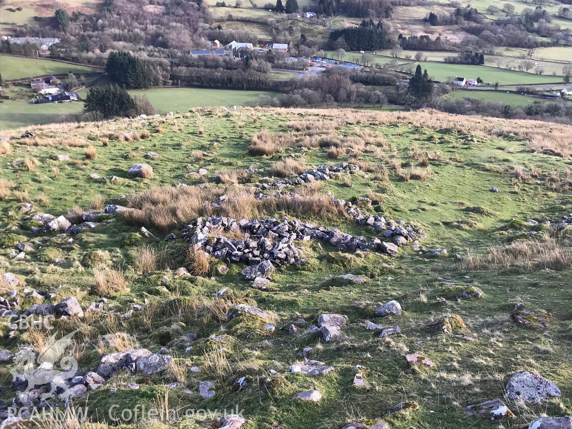 View of Allt Fach deserted rural settlement, in the Brecon Beacons. Colour photograph taken by Paul R. Davis on 11th February 2019.