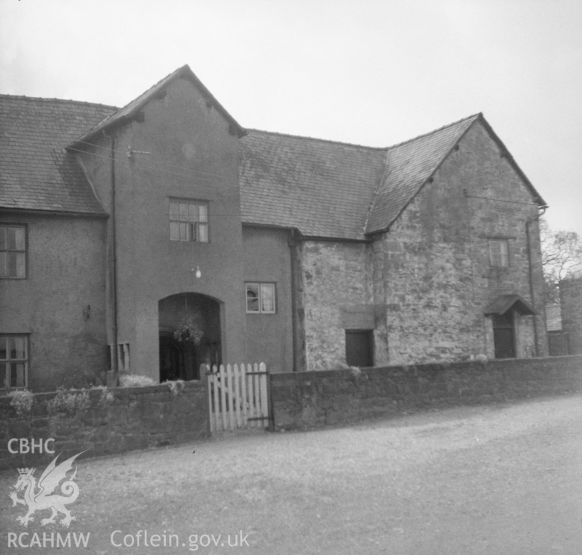 Digital copy of a nitrate negative showing front elevation of Plas Cadwgan, Denbighshire.