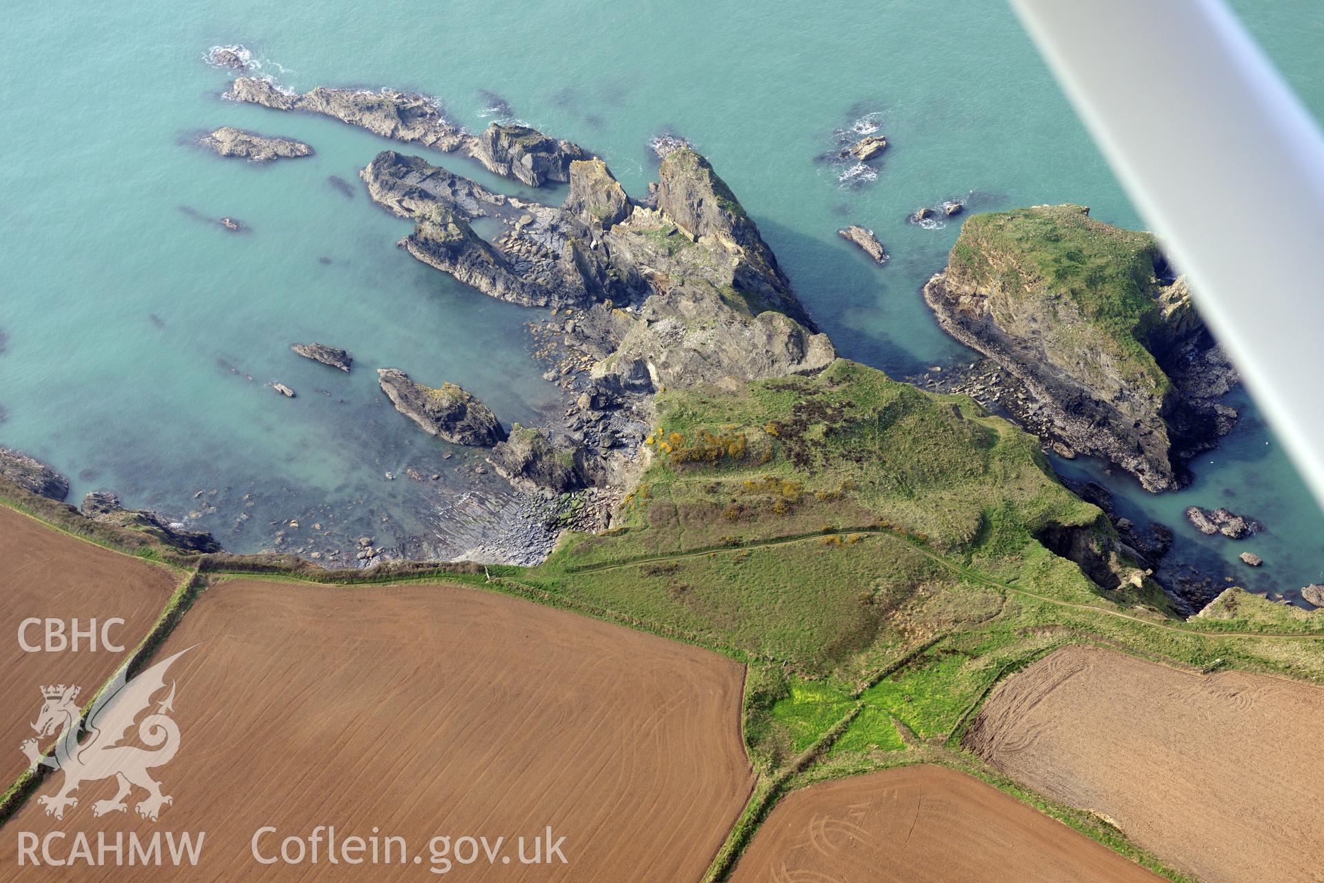 Aerial photography of Castell Coch promontory fort taken on 27th March 2017. Baseline aerial reconnaissance survey for the CHERISH Project. ? Crown: CHERISH PROJECT 2017. Produced with EU funds through the Ireland Wales Co-operation Programme 2014-2020. All material made freely available through the Open Government Licence.