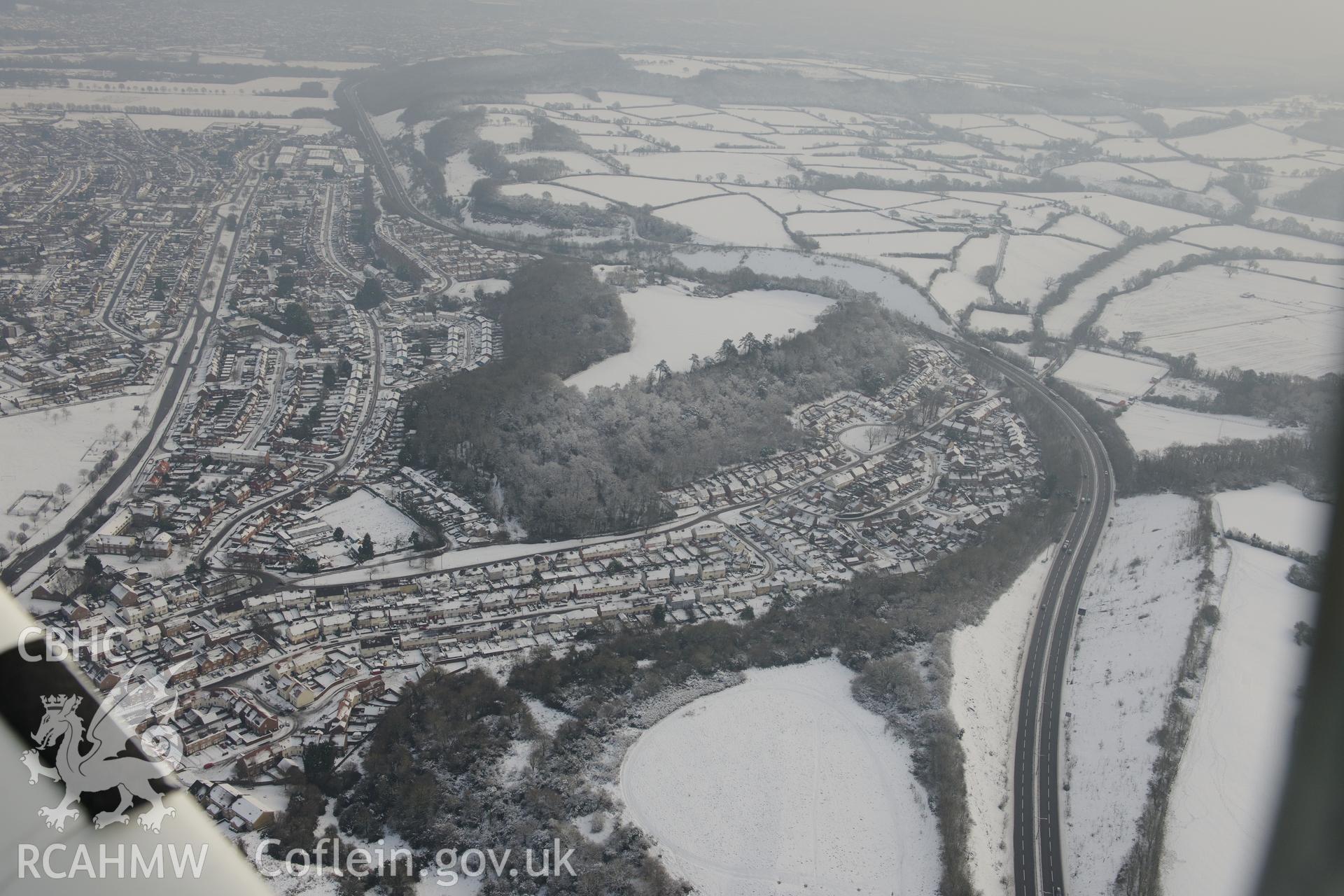 Caerau hillfort and Caerau community, Cardiff. Oblique aerial photograph taken during the Royal Commission?s programme of archaeological aerial reconnaissance by Toby Driver on 24th January 2013.