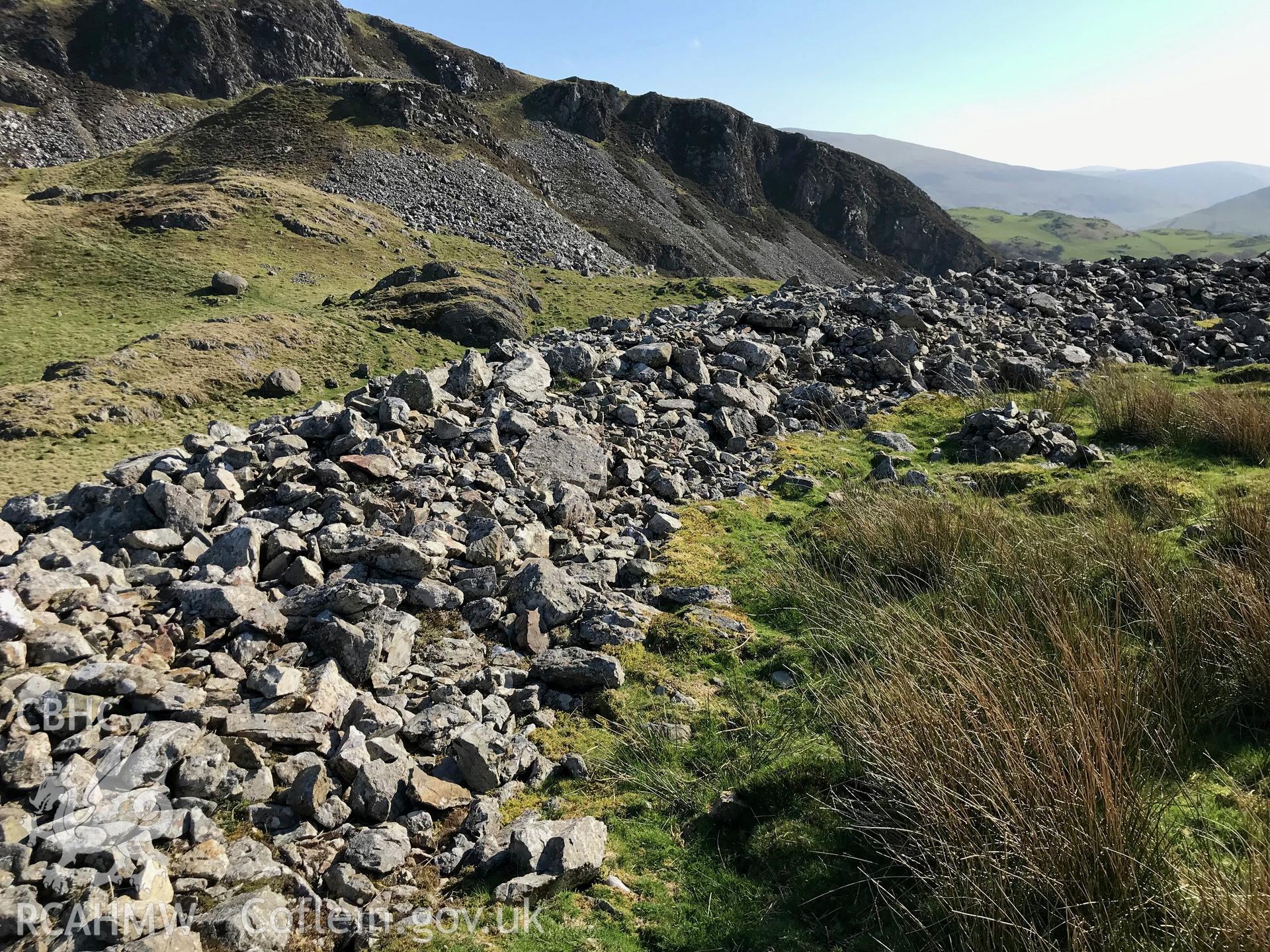 Colour photograph of Craig-yr-Aderyn hillfort, west of Abergynolwyn, between Dolgellau and Tywyn, taken by Paul R. Davis on 28th March 2019.