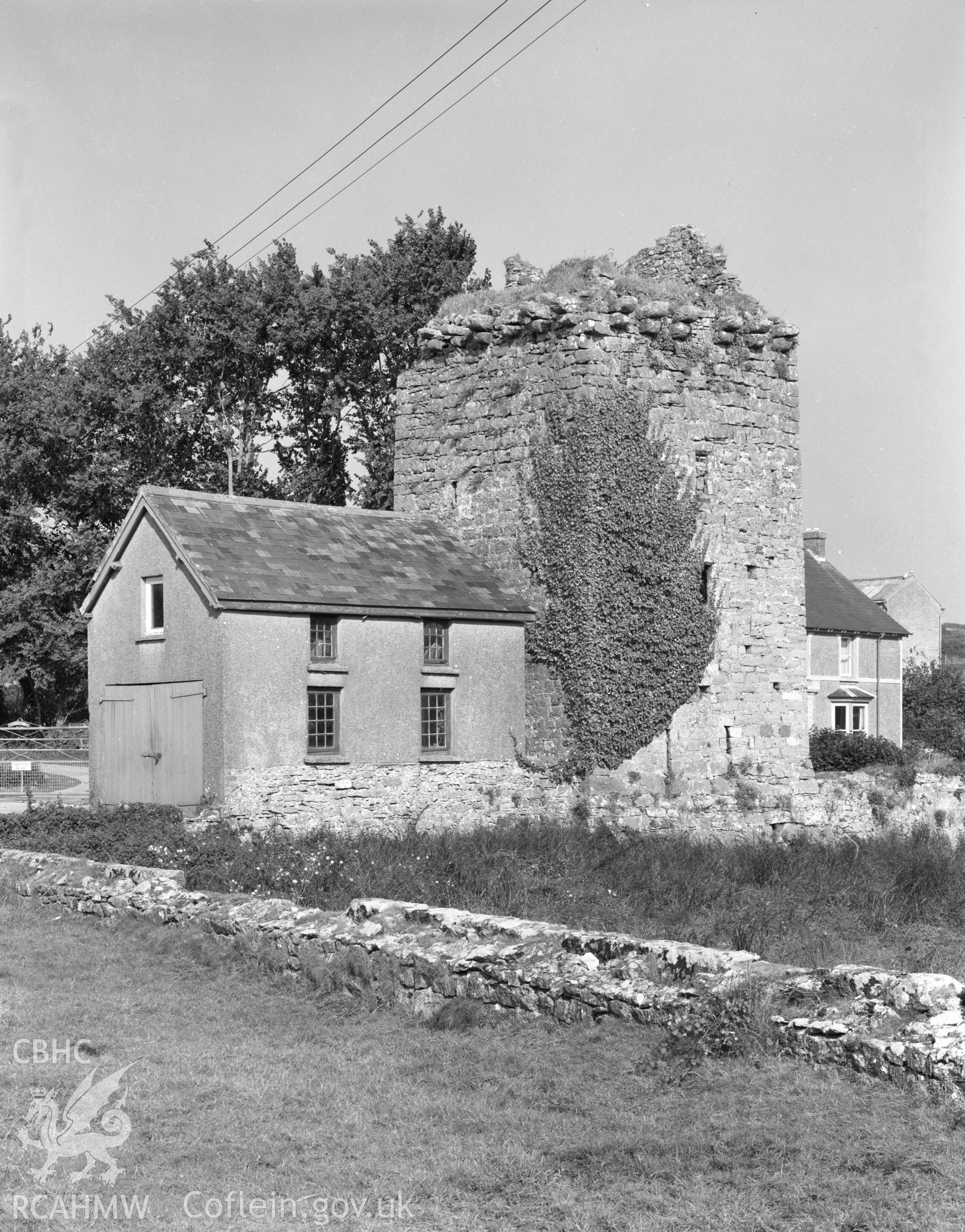 Digital copy of a view of the Old Rectory, Pele Tower.