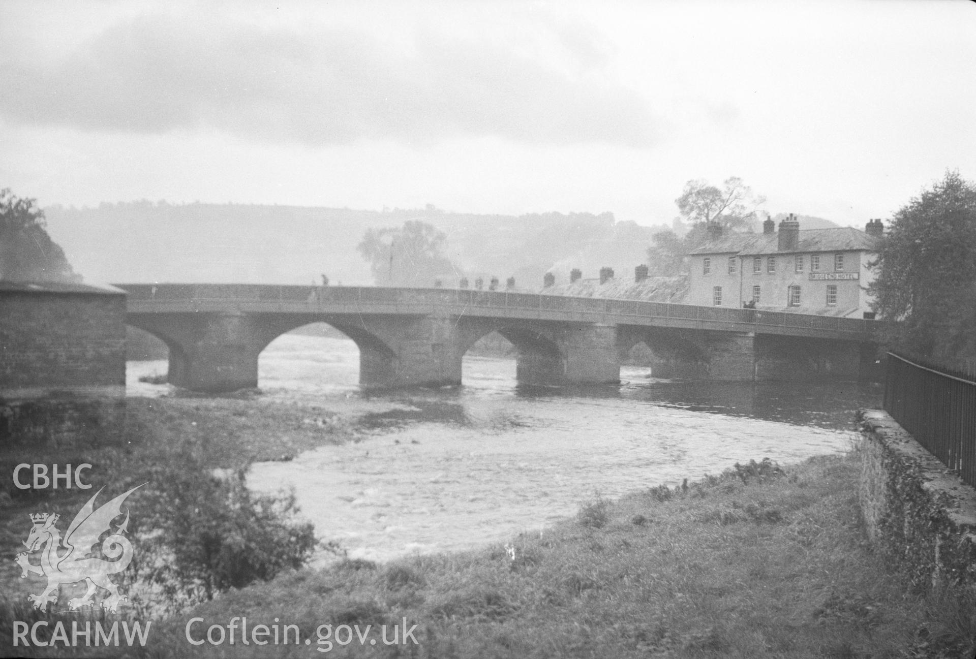 Digital copy of a nitrate negative showing Brecon bridge. From the Cadw Monuments in Care Collection.