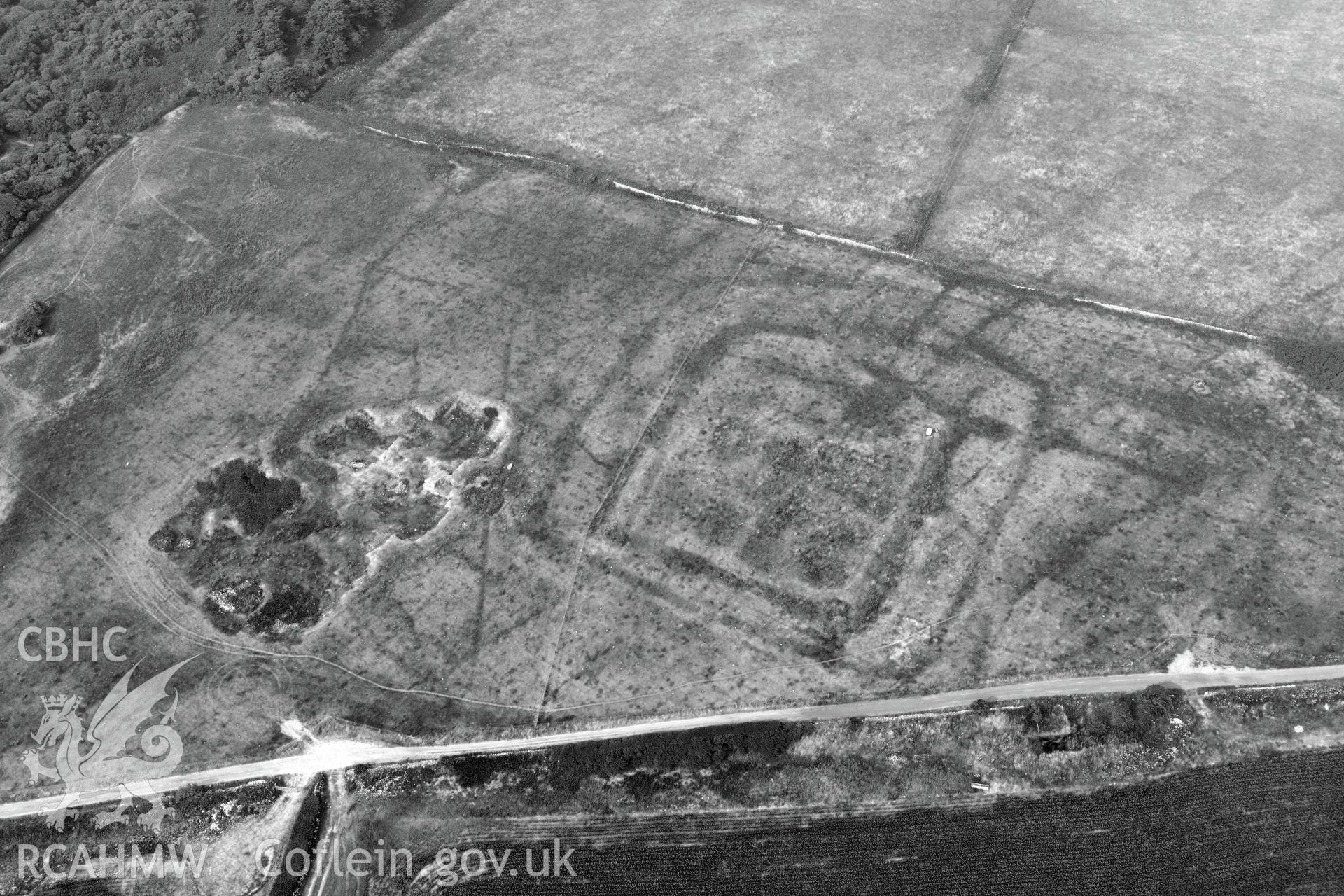 Royal Commission aerial photography of Cae Summerhouse recorded during drought conditions on 22nd July 2013.