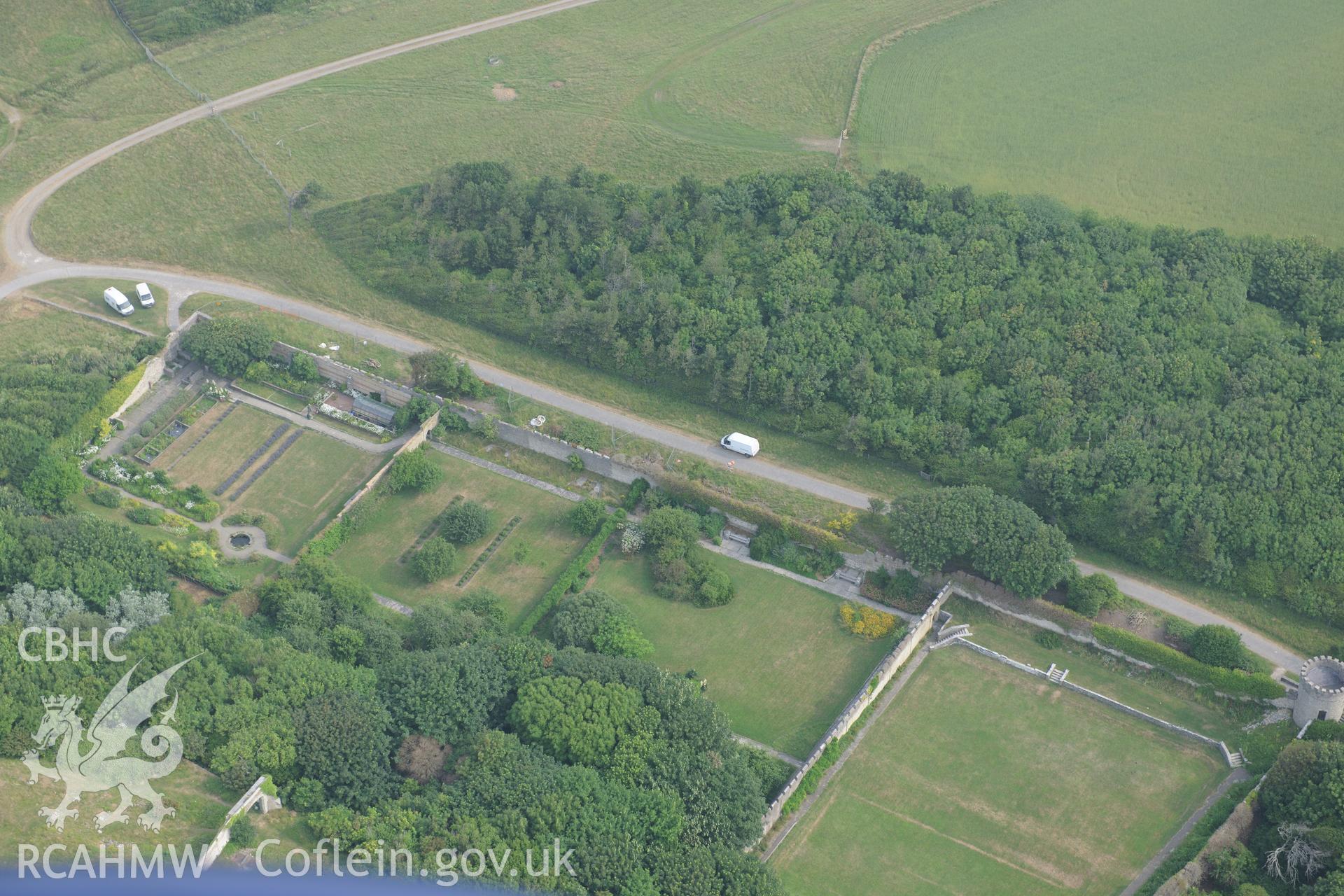 Royal Commission aerial photography of Dunraven Park and Garden recorded during drought conditions on 22nd July 2013.