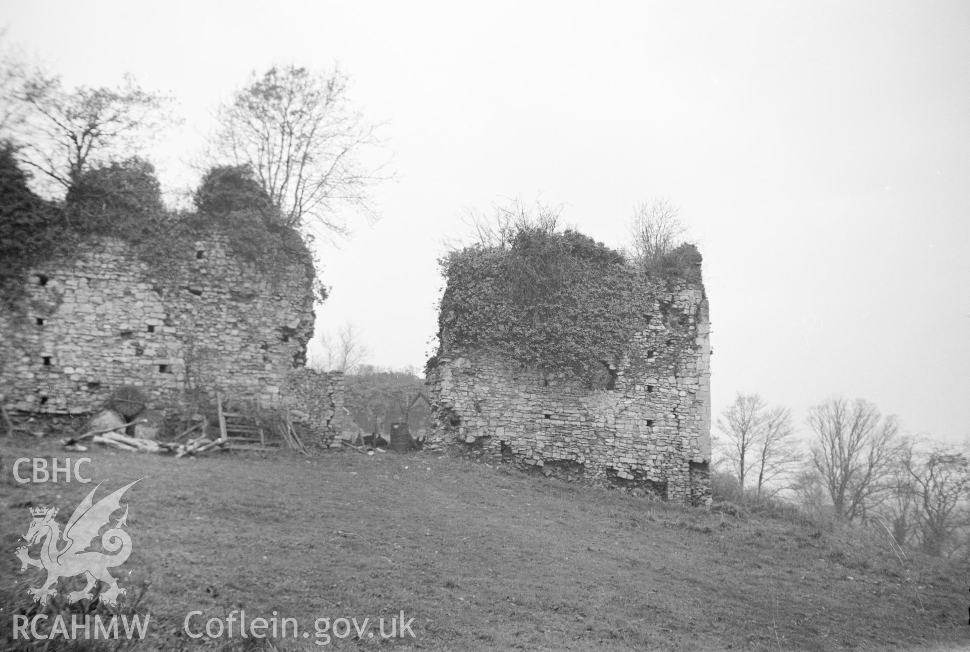 Digital copy of a nitrate negative showing Dinas Powys Castle, dated November 1948.