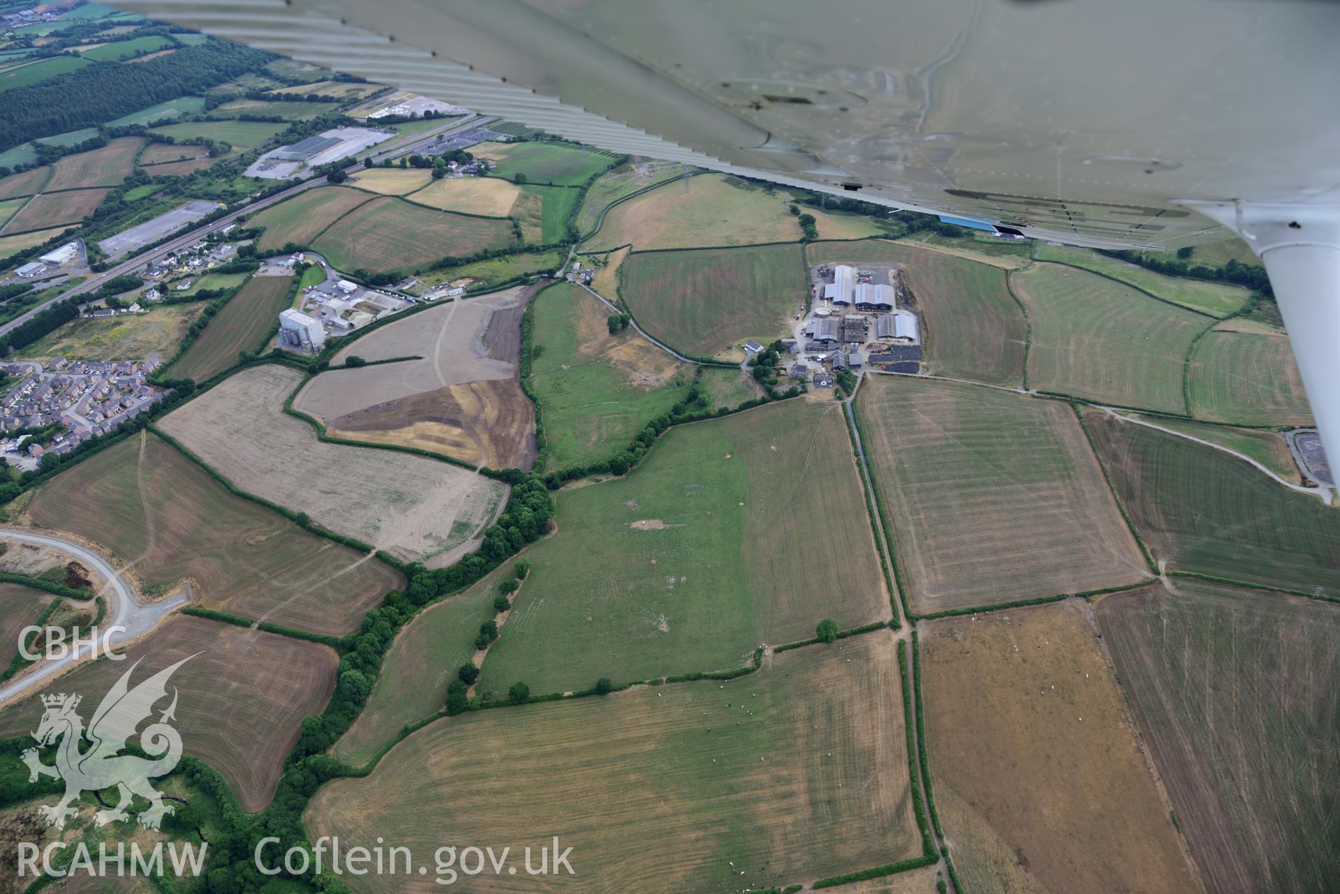 Royal Commission aerial photography of Trebersed Moat taken on 17th July 2018 during the 2018 drought.