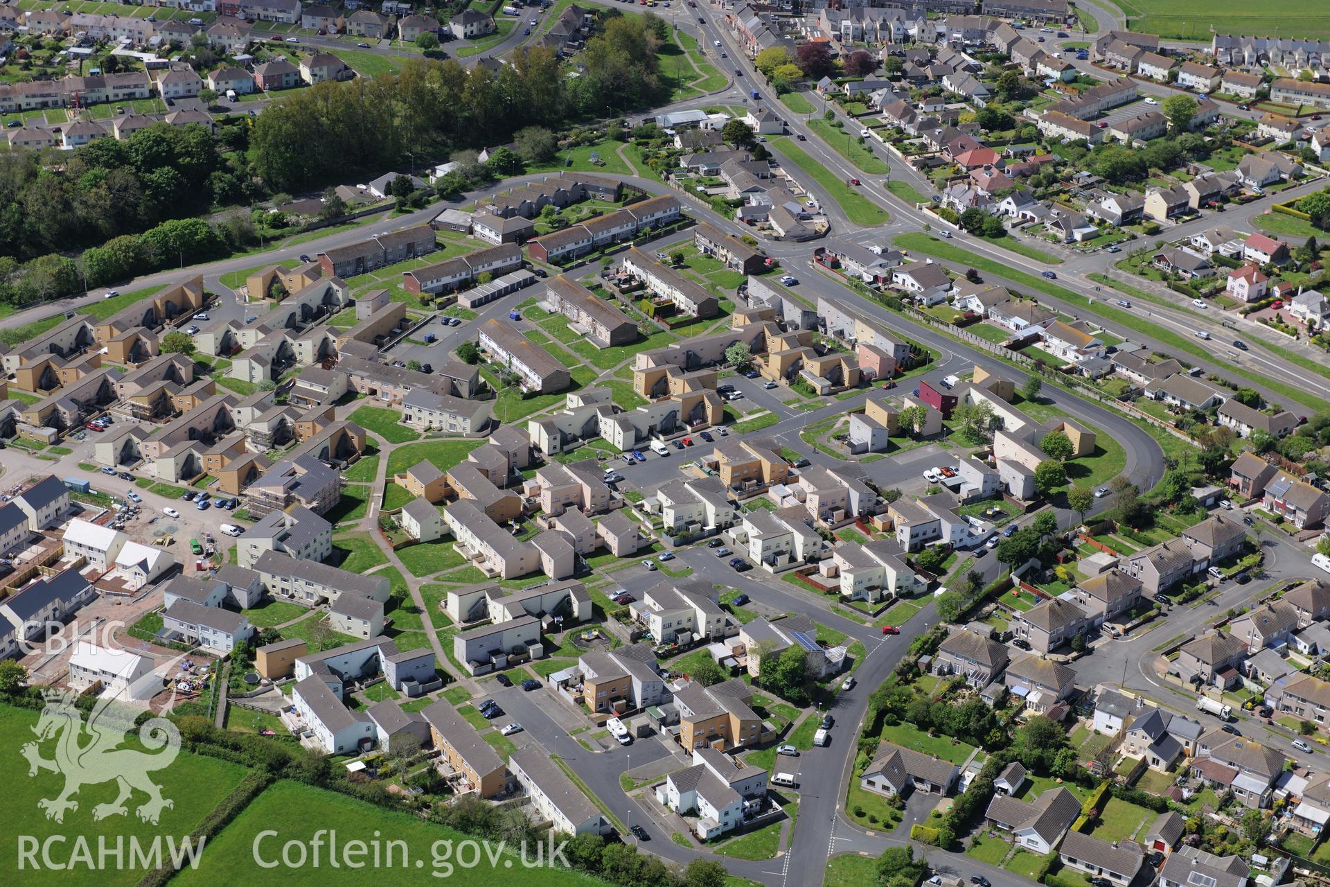 Milford Haven, Pembrokeshire. Oblique aerial photograph taken during the Royal Commission's programme of archaeological aerial reconnaissance by Toby Driver on 13th May 2015.