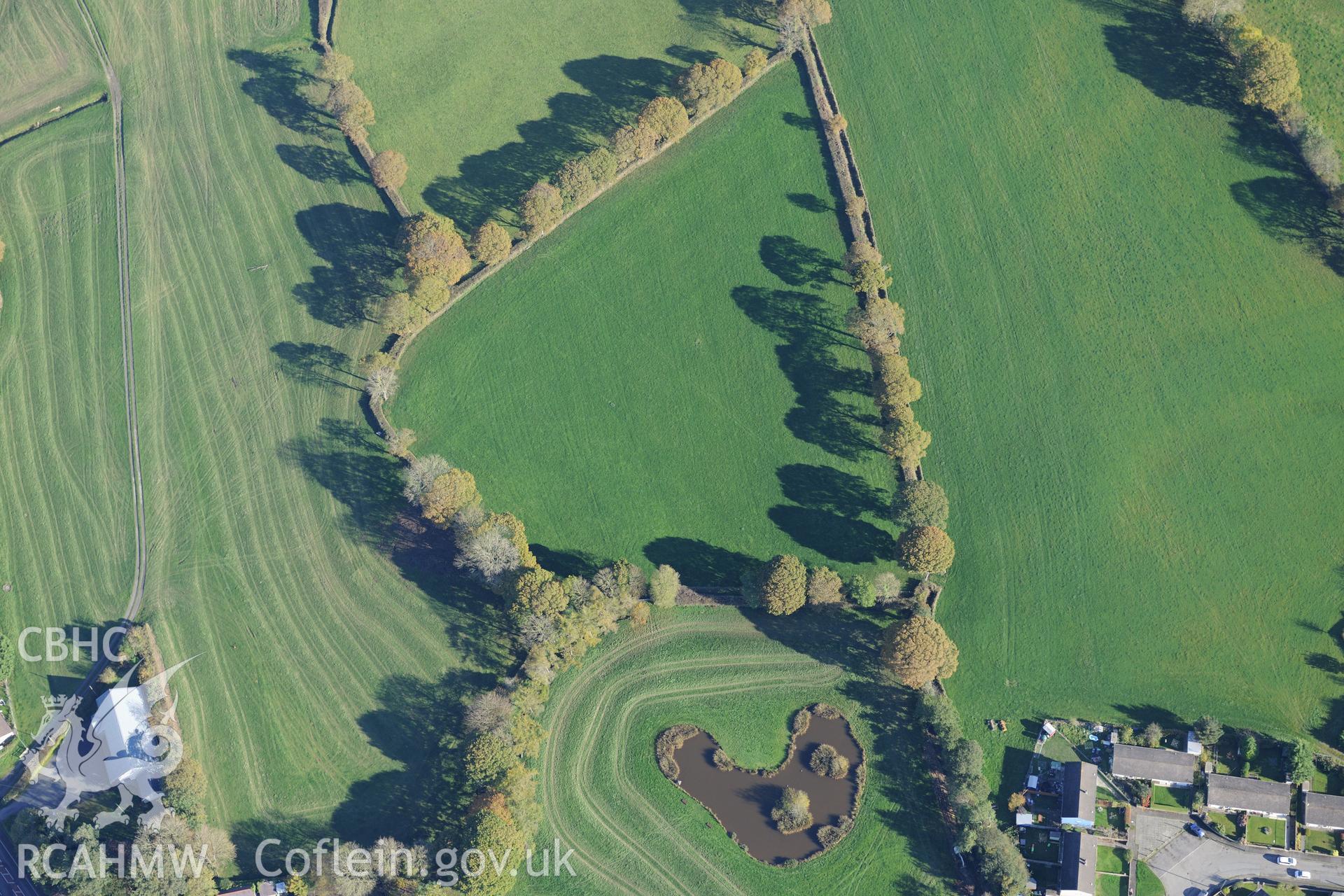 The village of Llwyncelyn, near Aberaeron. Oblique aerial photograph taken during the Royal Commission's programme of archaeological aerial reconnaissance by Toby Driver on 2nd November 2015.