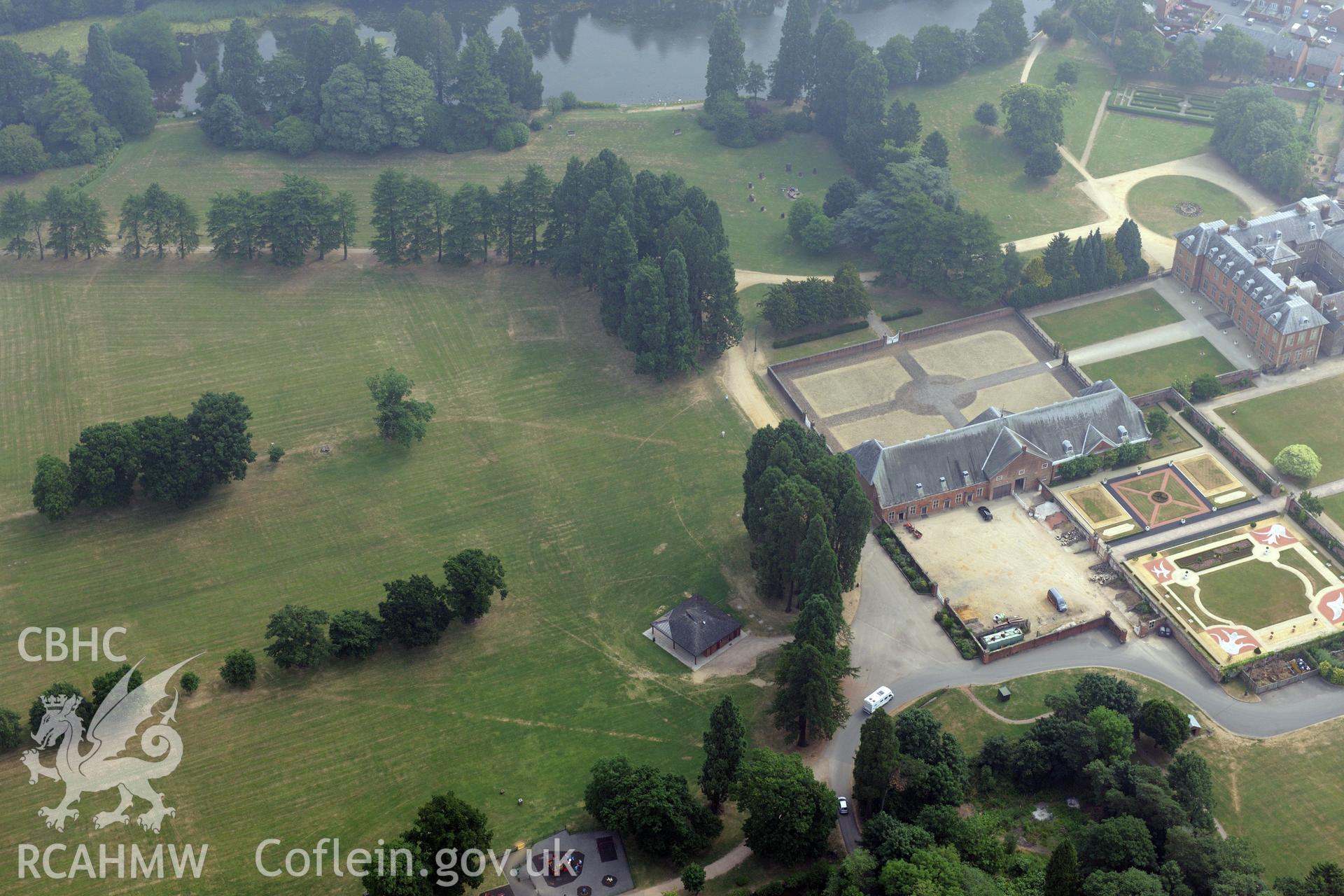 Royal Commission aerial photography of Tredegar Park parchmarks taken during drought conditions on 22nd July 2013.