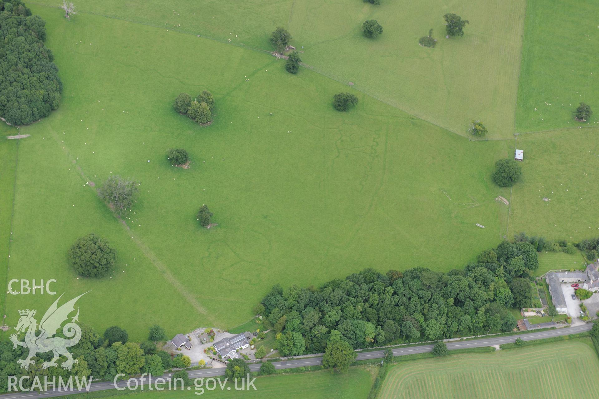 Bodelwyddan Park Army Practise Trenches. Oblique aerial photograph taken during the Royal Commission's programme of archaeological aerial reconnaissance by Toby Driver on 30th July 2015.