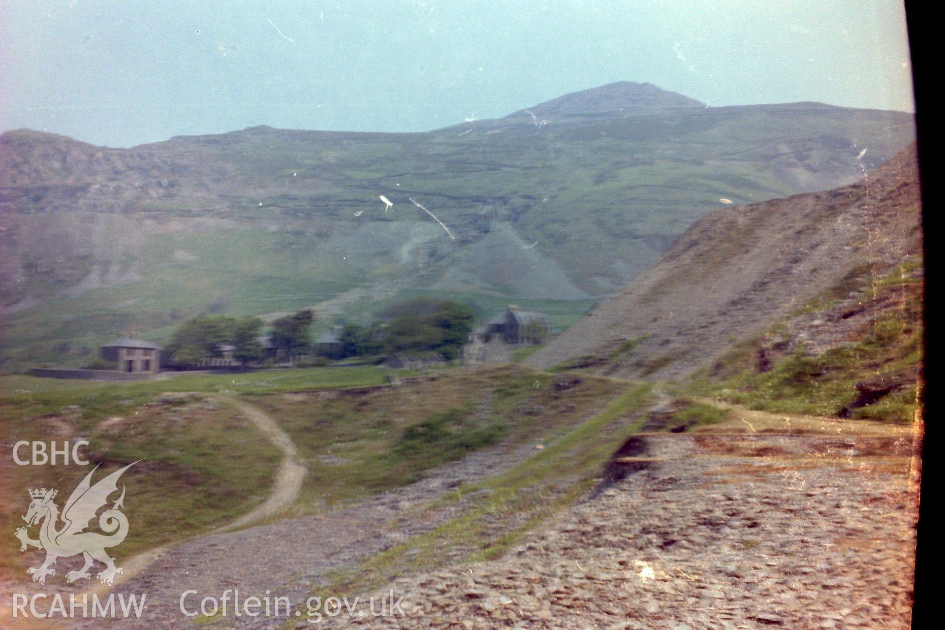 Digitised colour photograph of 'Y Plas,' Porth-y-Nant village and stone quarry. Produced during a Bachelor of Architecture dissertation: 'The Form & Architecture of Nineteenth Century Industrial Settlements in Rural Wales' by Martin Davies, 1979.