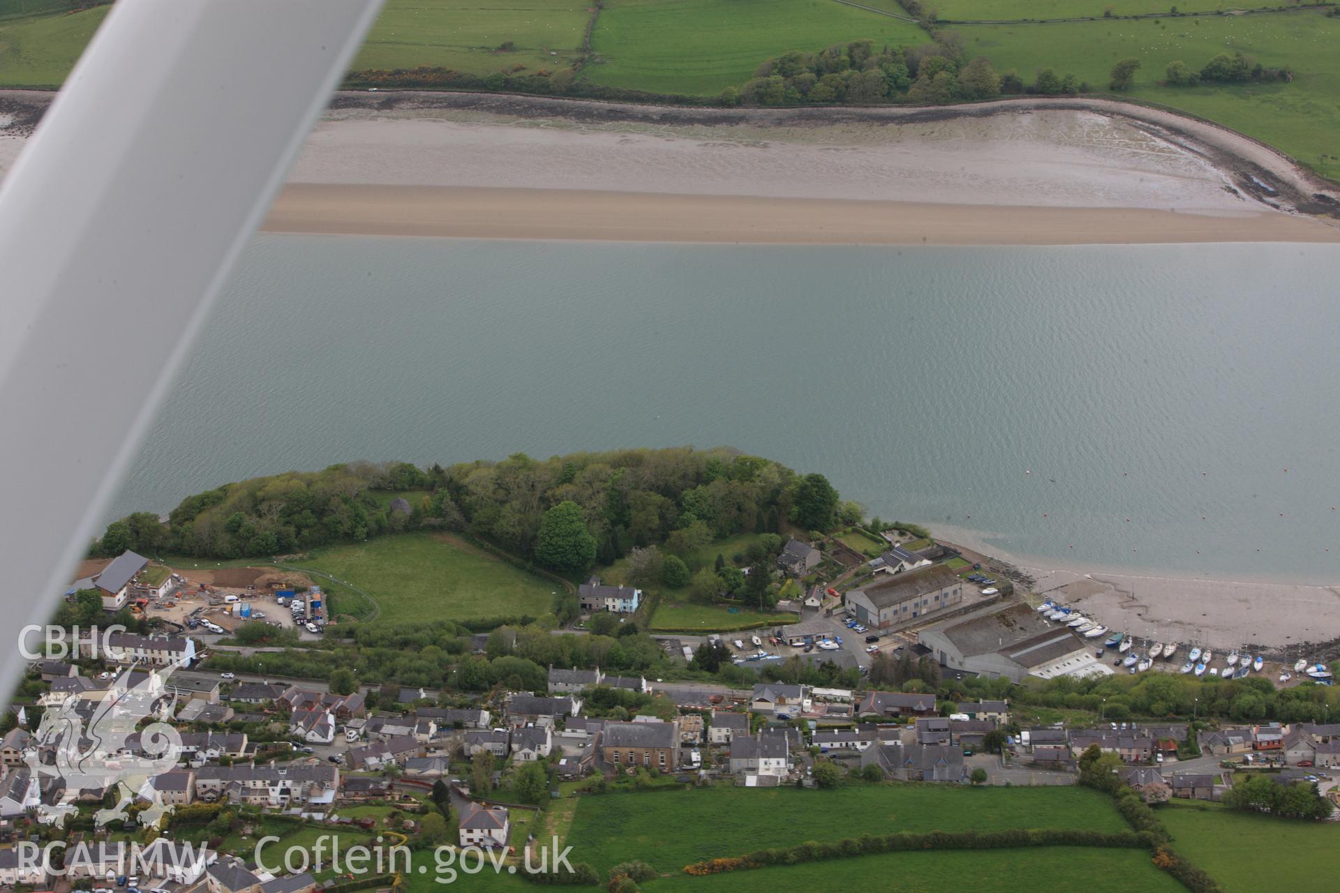 Dinas Camp promontory fort, Y Felinheli. Oblique aerial photograph taken during the Royal Commission?s programme of archaeological aerial reconnaissance by Toby Driver on 22nd May 2013.