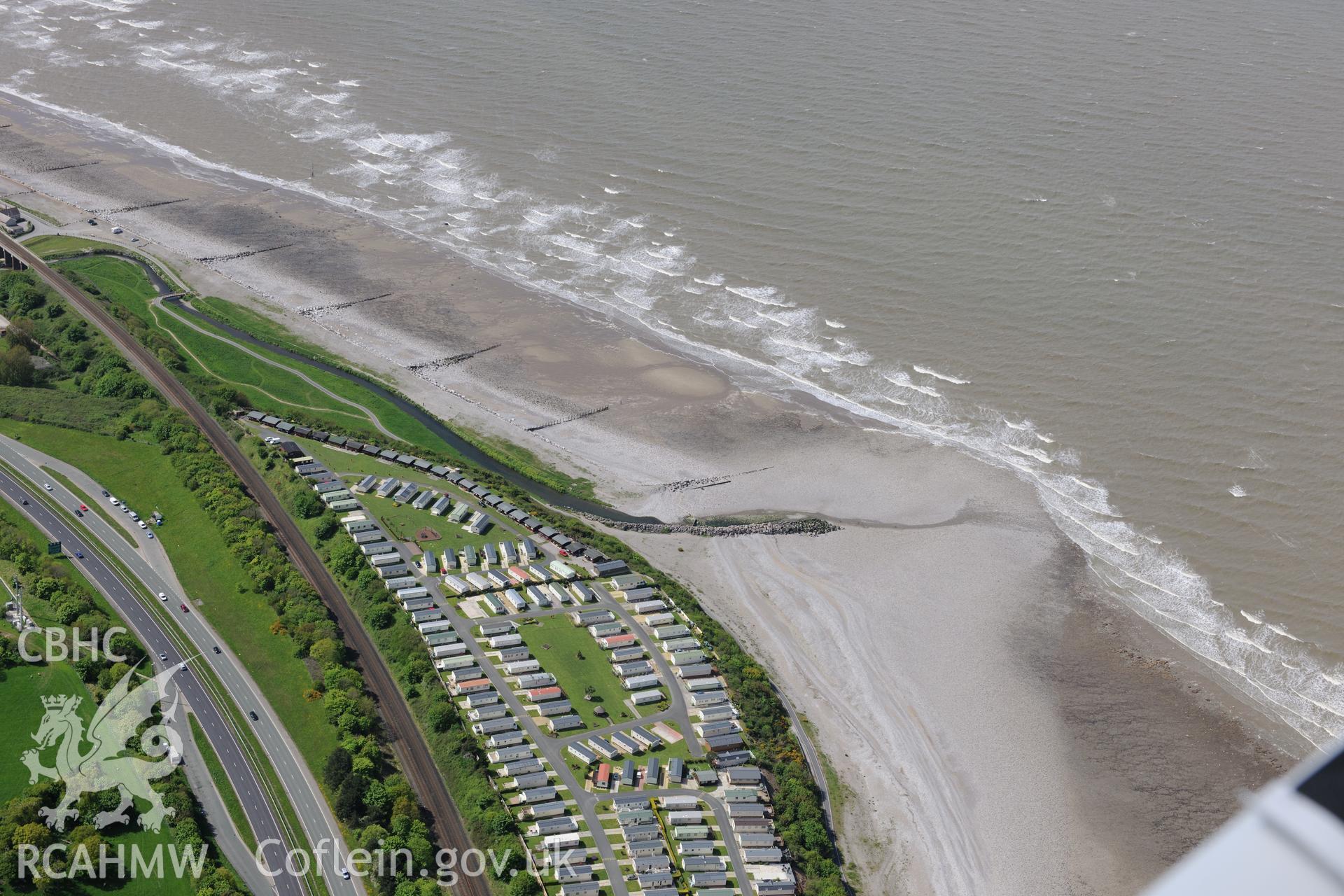 Dulas Railway Viaduct, Llanddulas, near Colwyn Bay. Oblique aerial photograph taken during the Royal Commission?s programme of archaeological aerial reconnaissance by Toby Driver on 22nd May 2013.