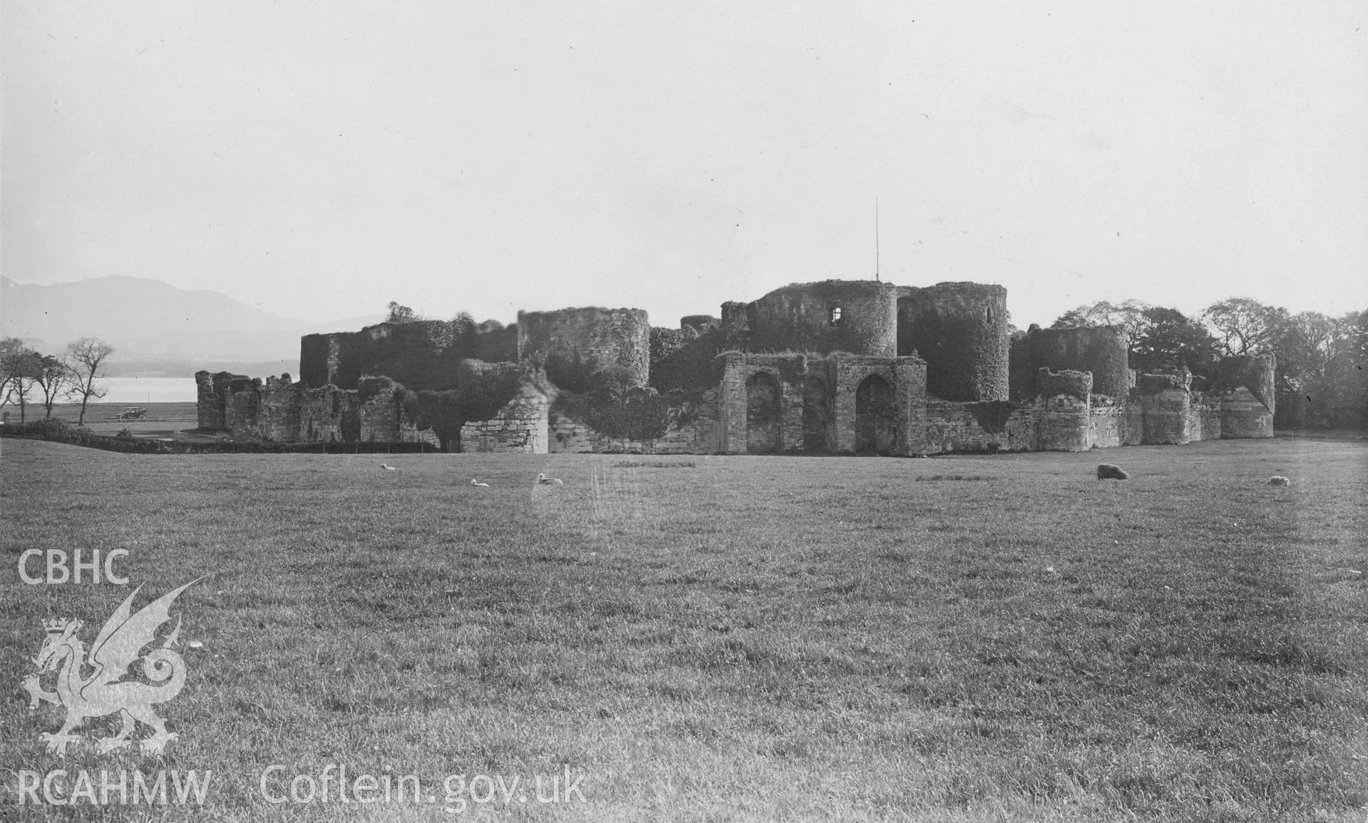 Digital copy of a view of Beaumaris Castle.