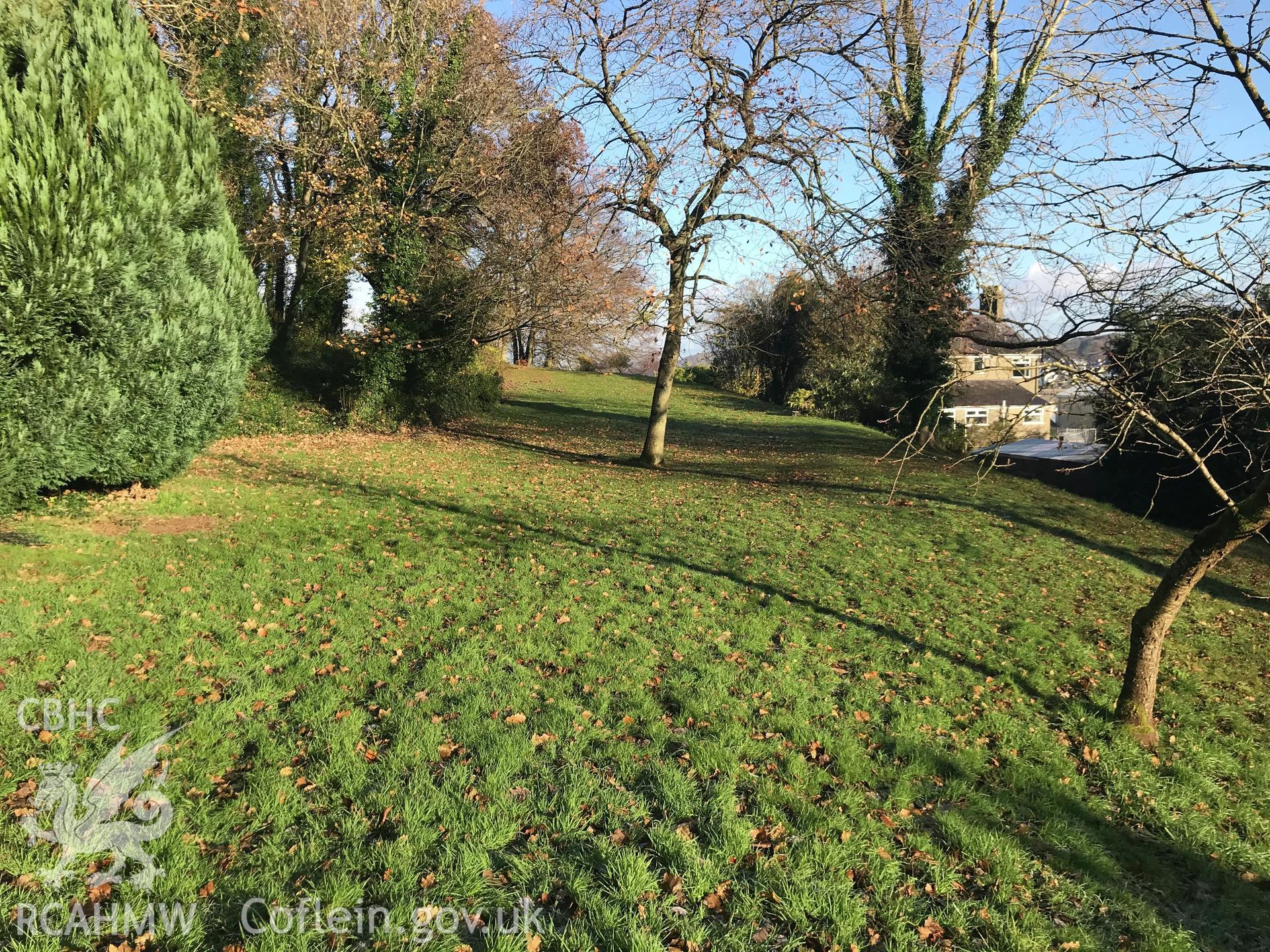 Digital colour photograph showing Dinas Camp promontory fort, Y Felinheli, taken by Paul Davis on 3rd December 2019.