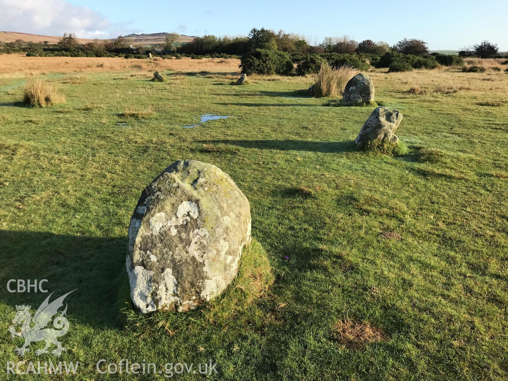 Digital colour photograph showing Gors Fawr stone circle, Mynachlog-Ddu, taken by Paul Davis on 22nd October 2019.