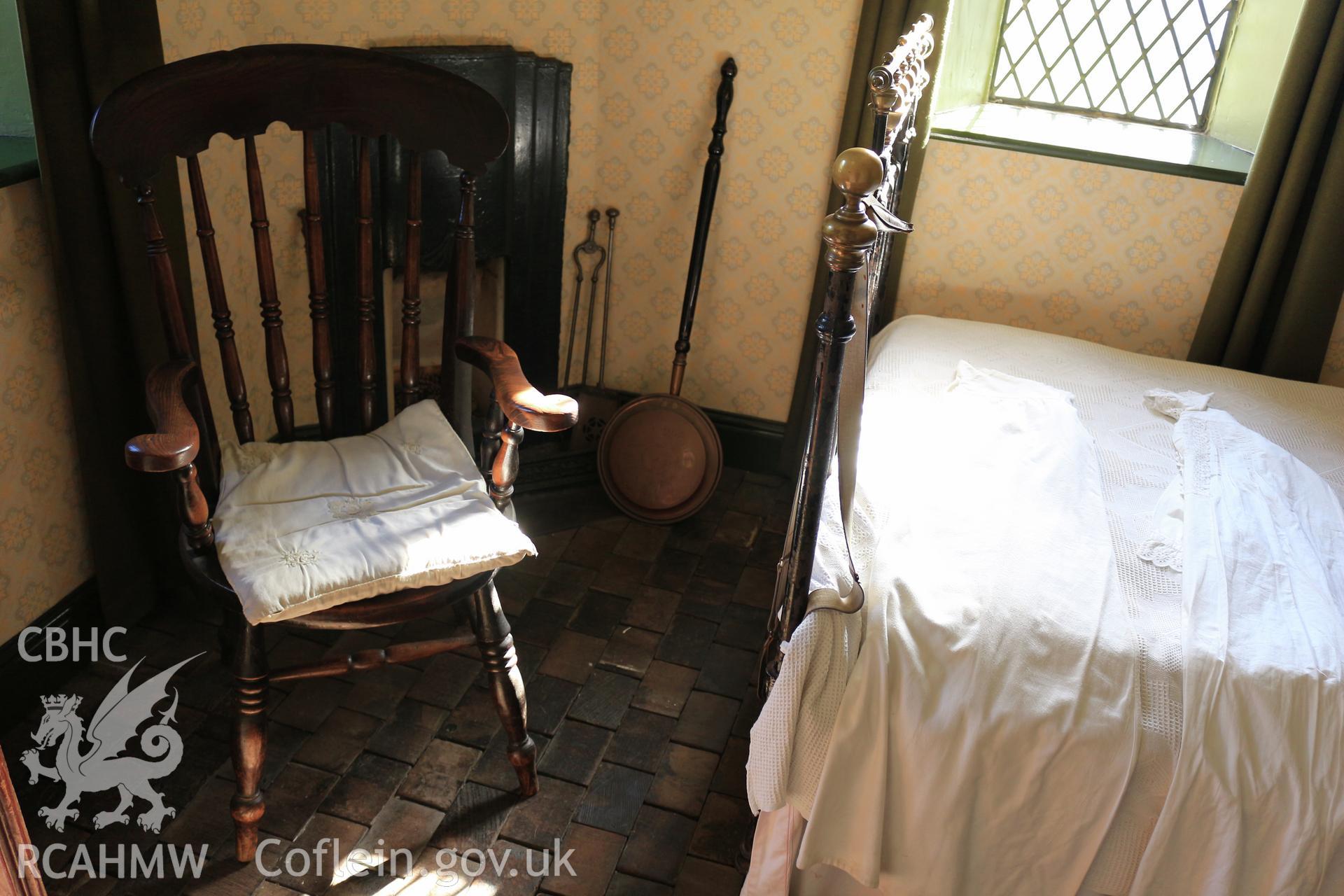 Investigator photographs of Conwy Suspension Bridge Keepers cottage. Interior: bed room.