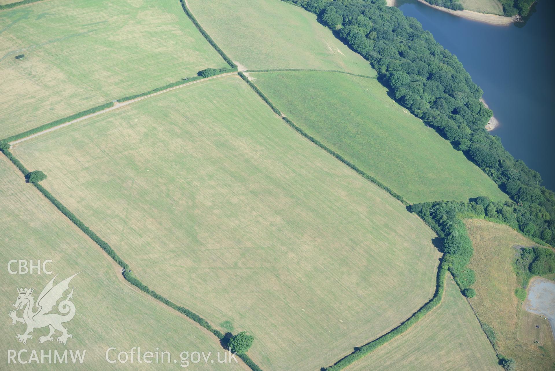 Royal Commission aerial photography of Walton wood or Llys y Fran Romano-British cropmark enclosures taken on 19th July 2018 during the 2018 drought.