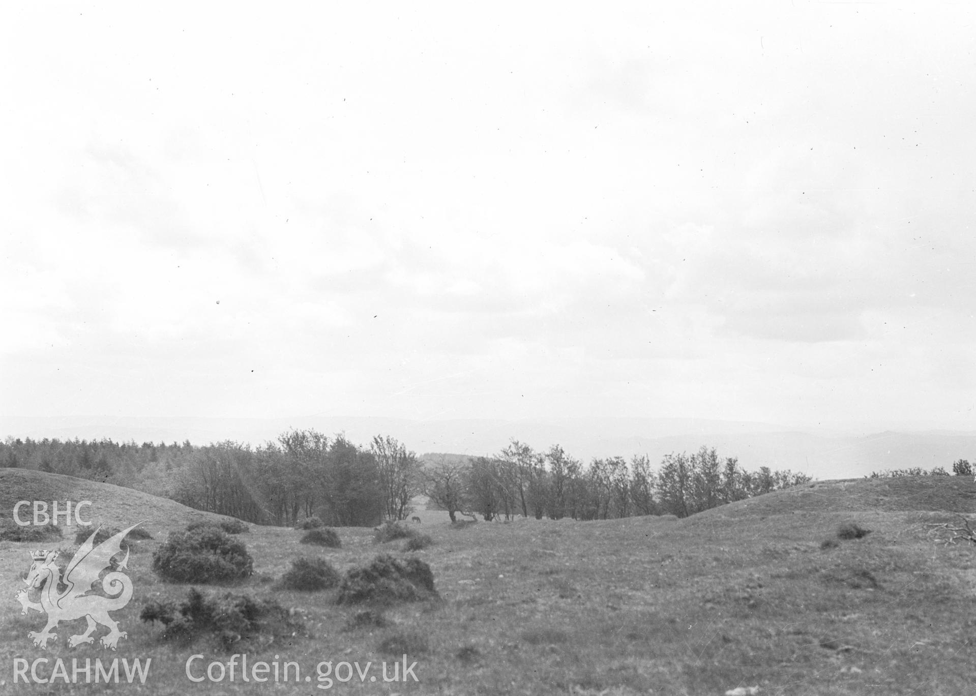 Digital copy of nitrate negative showing Caer Digoll (Beacon Ring) Camp. From the Cadw Monuments in Care Collection.