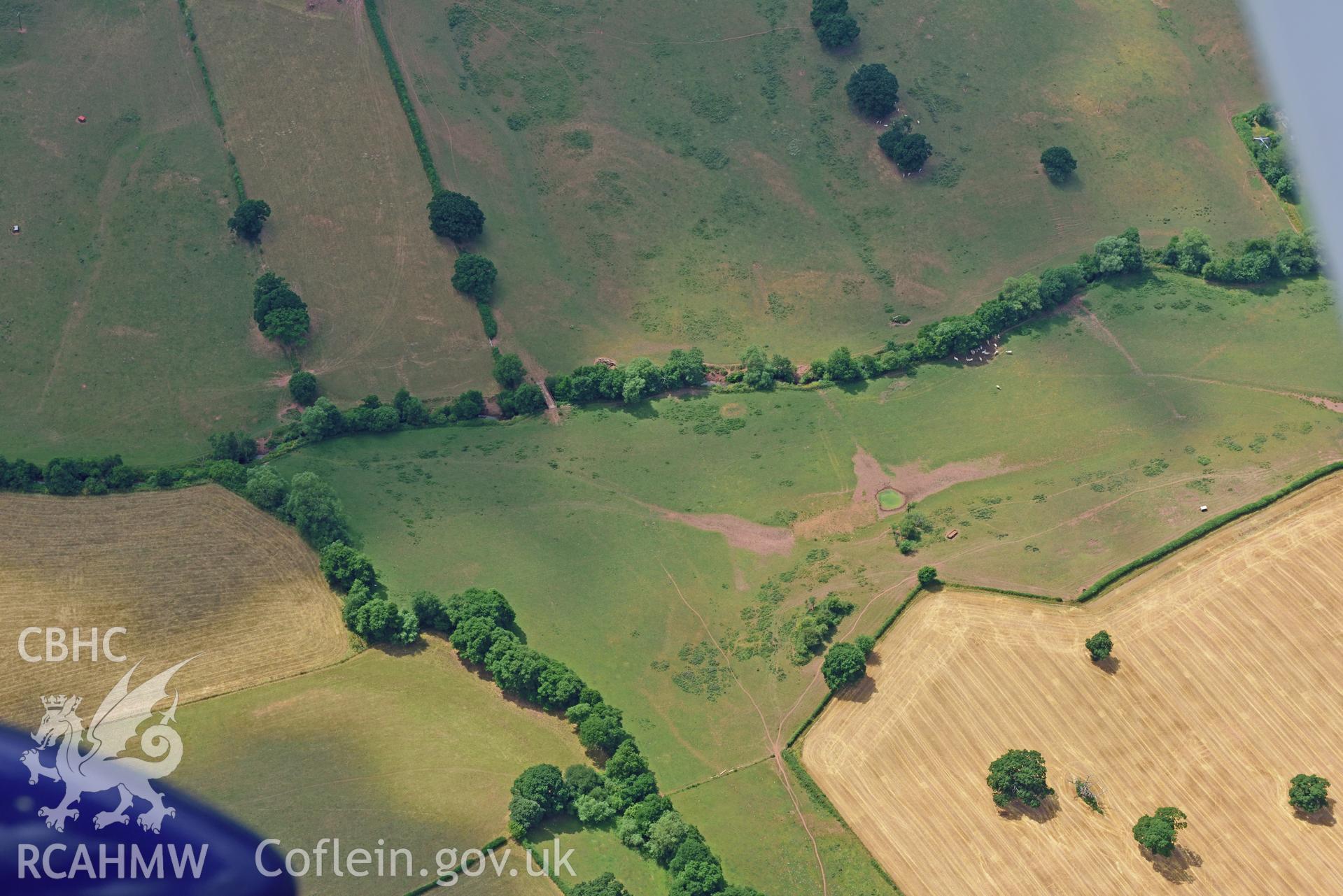 Royal Commission aerial photography of Grace Dieu Abbey taken on 19th July 2018 during the 2018 drought.