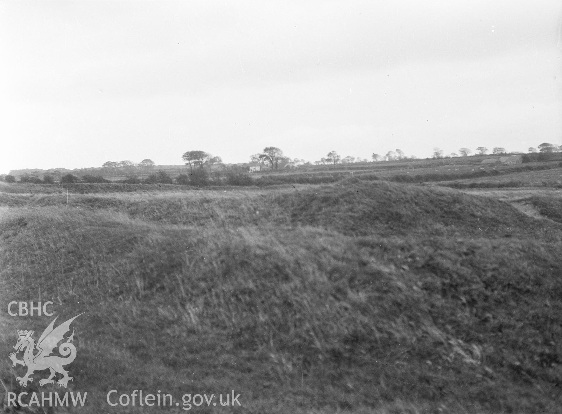 Digital copy of a 1950 nitrate negative showing a view of Caer Leb.
