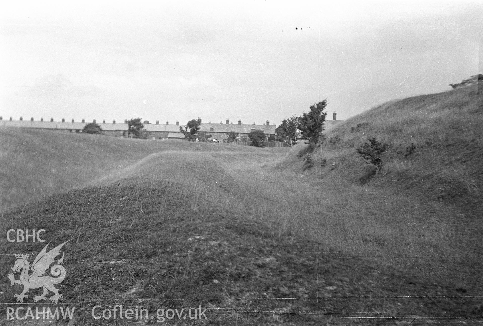 Digital copy of a nitrate negative showing view of Sudbrook Camp taken by Leonard Monroe.