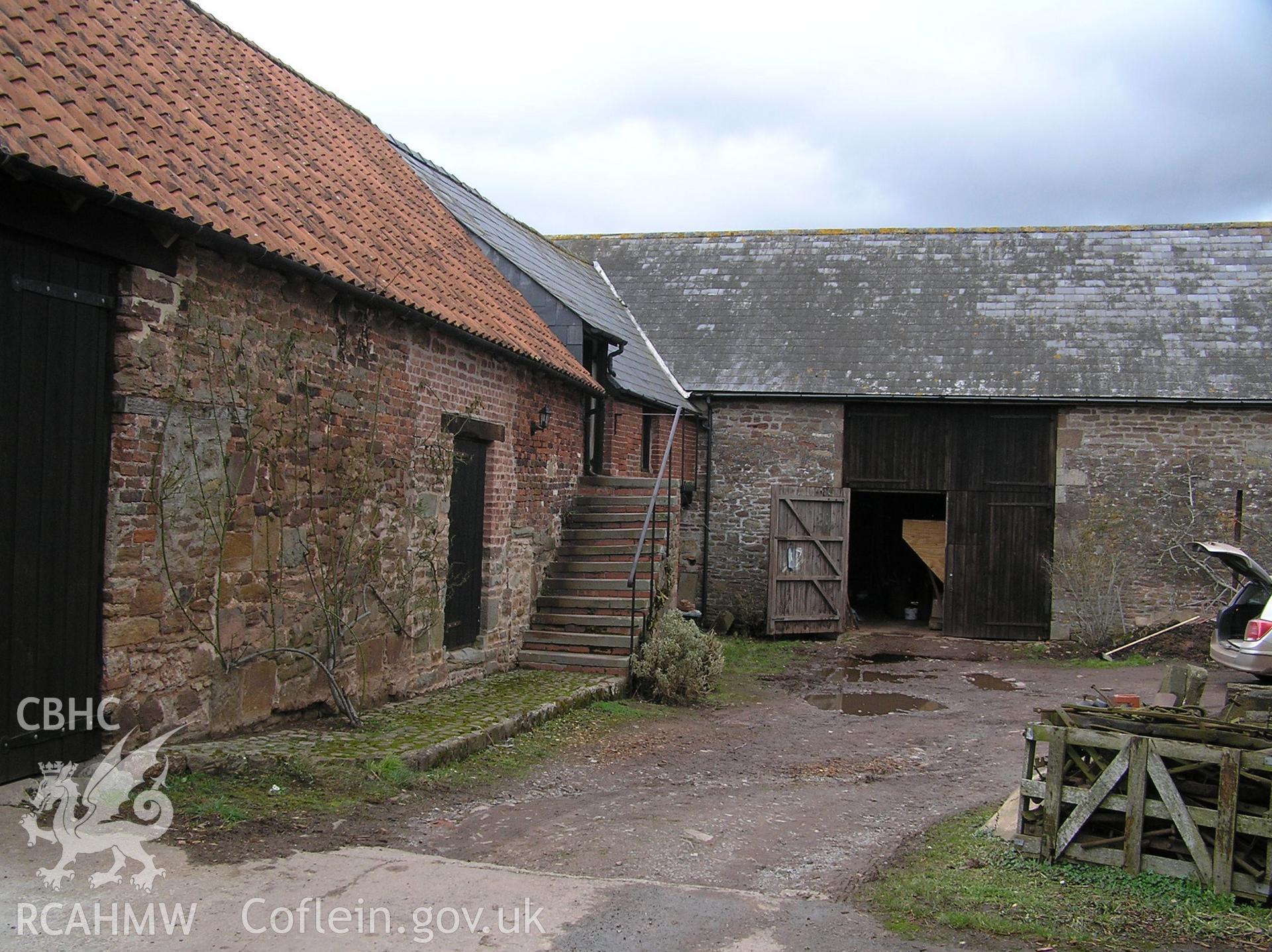 Colour photo showing the north end of the east elevation of the cowhouse, taken by John Wheelock and donated as a condition of planning consent.