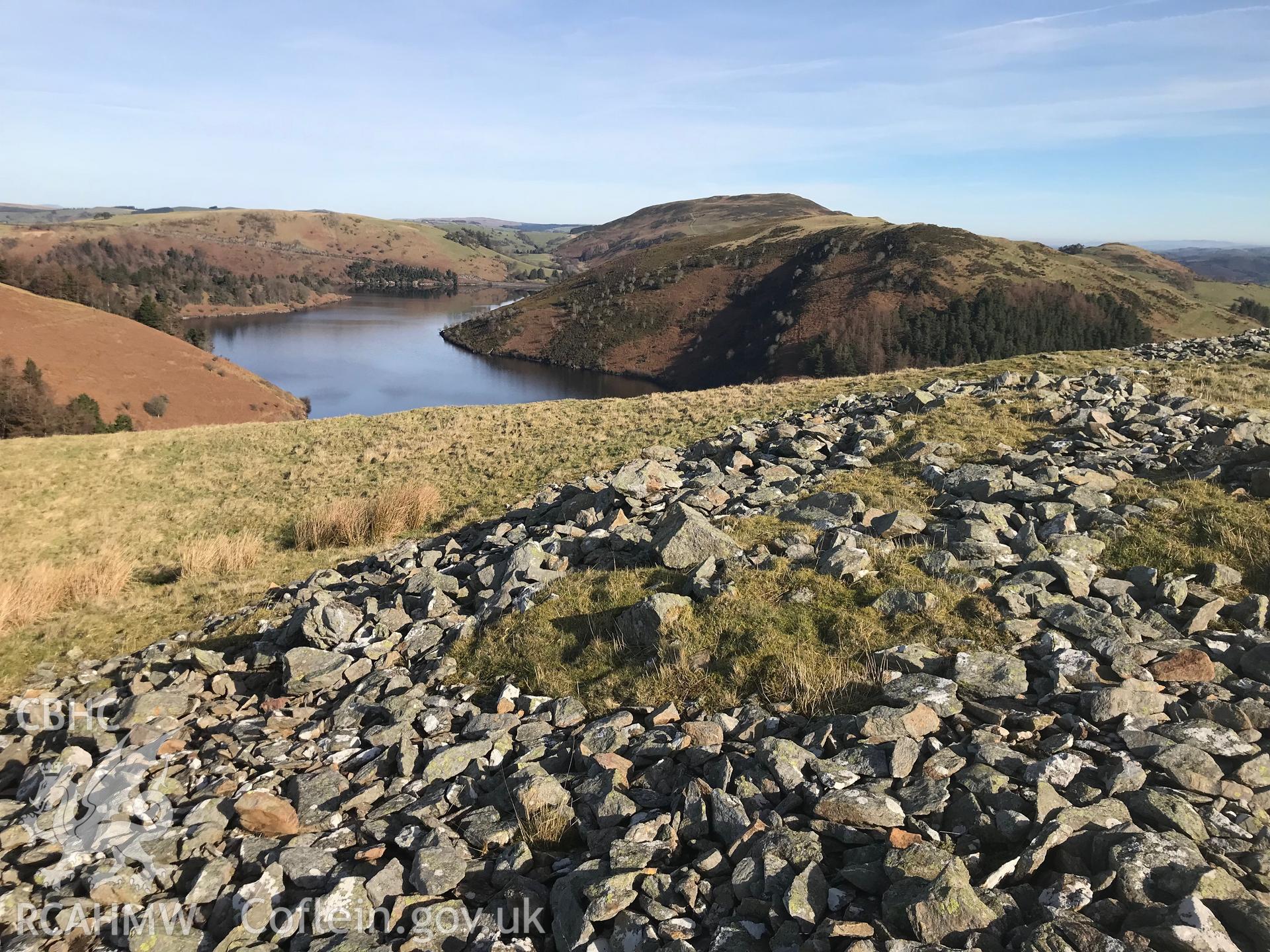 Digital colour photograph of Pen-y-Gaer hillfort, Llanidloes, taken by Paul R. Davis on 14th February 2019.