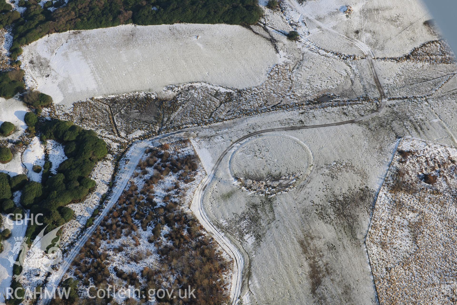 Margam Park garden enclosure, Margam, Port Talbot. Oblique aerial photograph taken during the Royal Commission?s programme of archaeological aerial reconnaissance by Toby Driver on 24th January 2013.