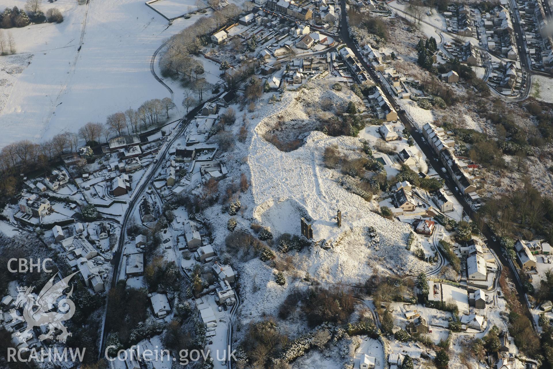 Morris Castle workers housing, Landore, Swansea. Oblique aerial photograph taken during the Royal Commission?s programme of archaeological aerial reconnaissance by Toby Driver on 24th January 2013.