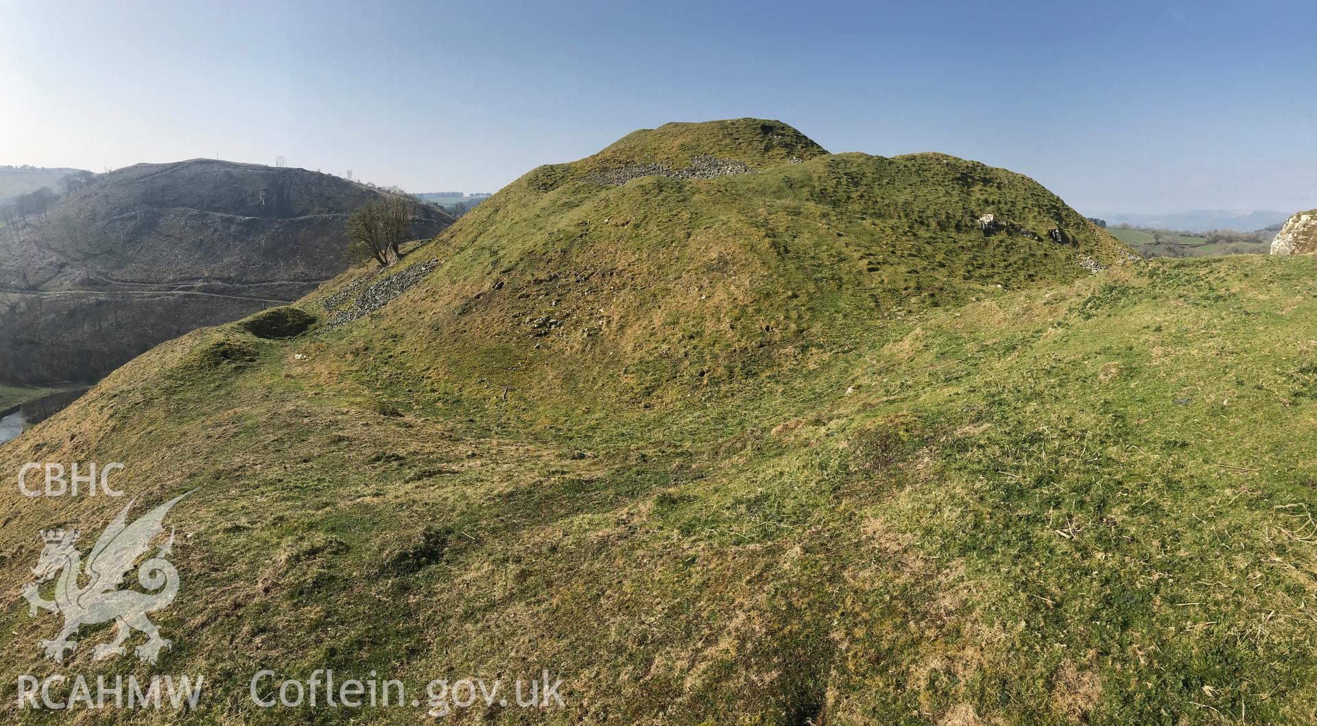 Colour photograph of Cefnllys Castle, east of Llandrindod Wells, taken by Paul R. Davis on 30th March 2019.