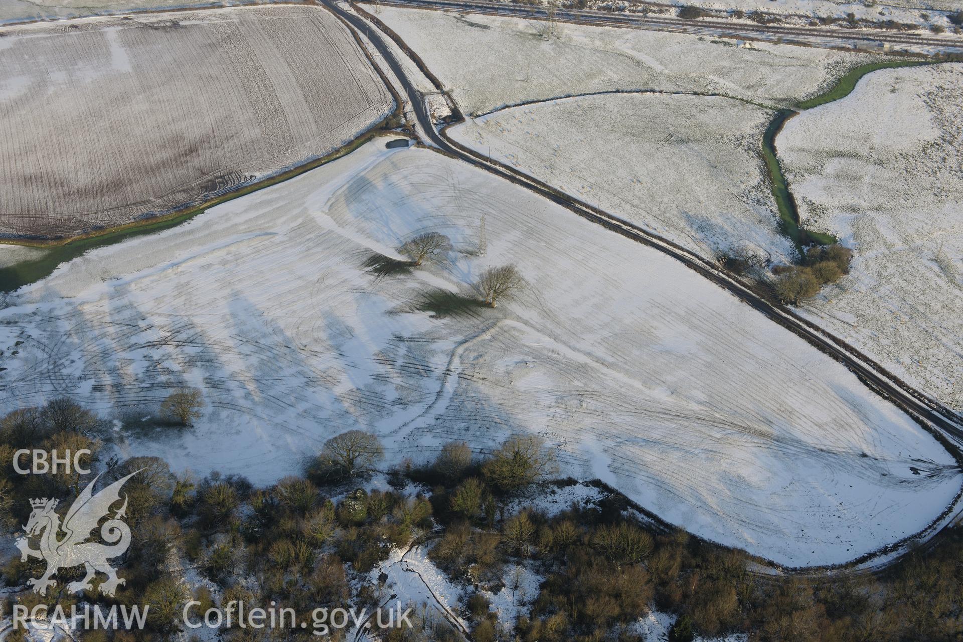 Stormy field system, Kenfig Hill, Bridgend. Oblique aerial photograph taken during the Royal Commission?s programme of archaeological aerial reconnaissance by Toby Driver on 24th January 2013.