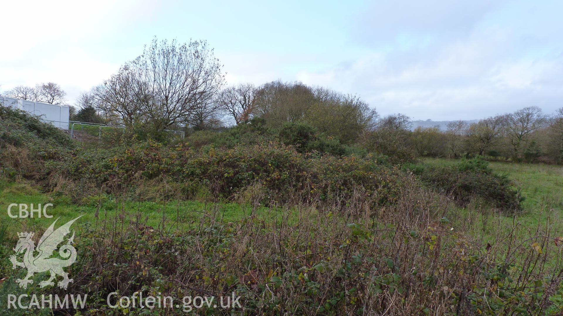 General view looking north west across the northern end of the site. Photographed as part of desk based assessment of land off Heol Pentre Bach, Gorseinon, conducted by Archaeology Wales on 5th December 2017.