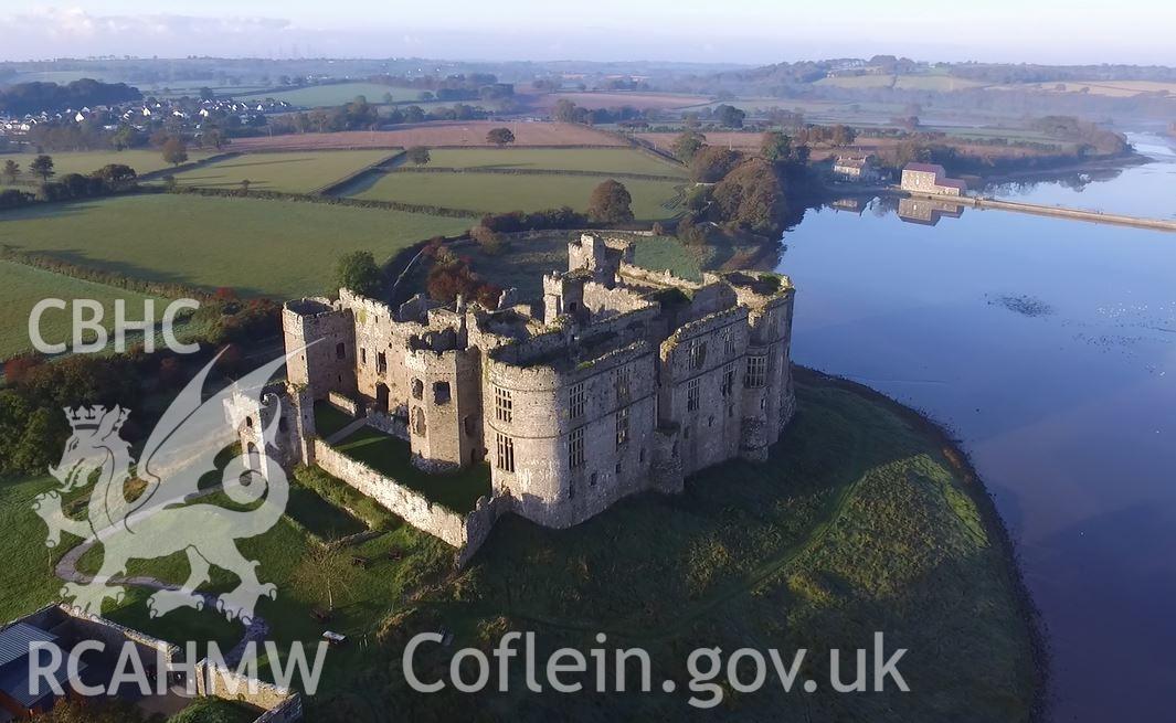 Colour photo showing Carew Castle, taken by Paul R. Davis, 26th October 2016.