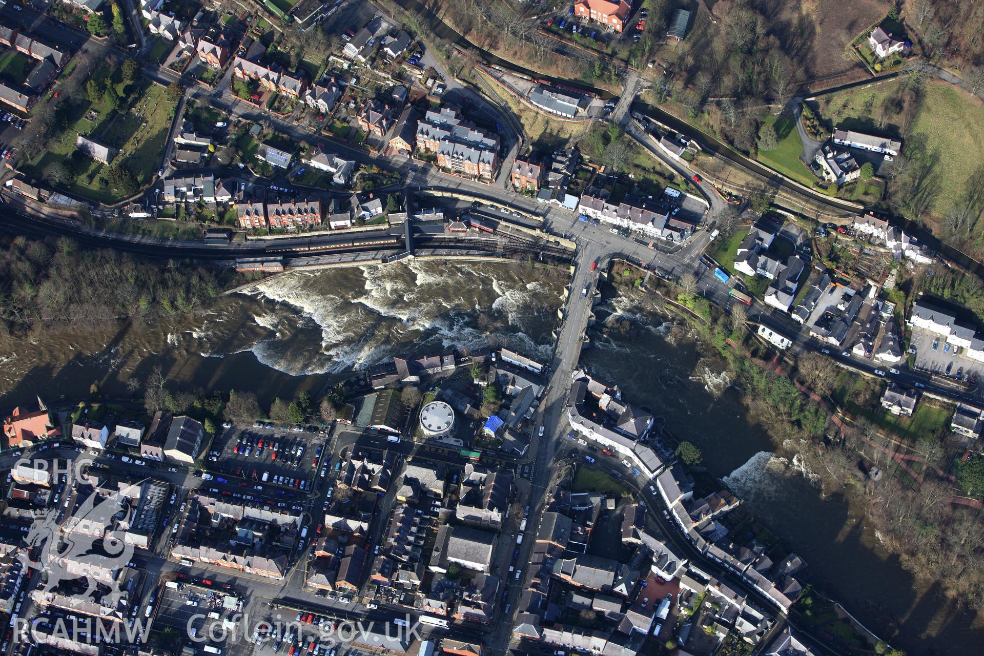 RCAHMW colour oblique photograph of Llangollen (Dee) Bridge. Taken by Toby Driver on 08/02/2011.