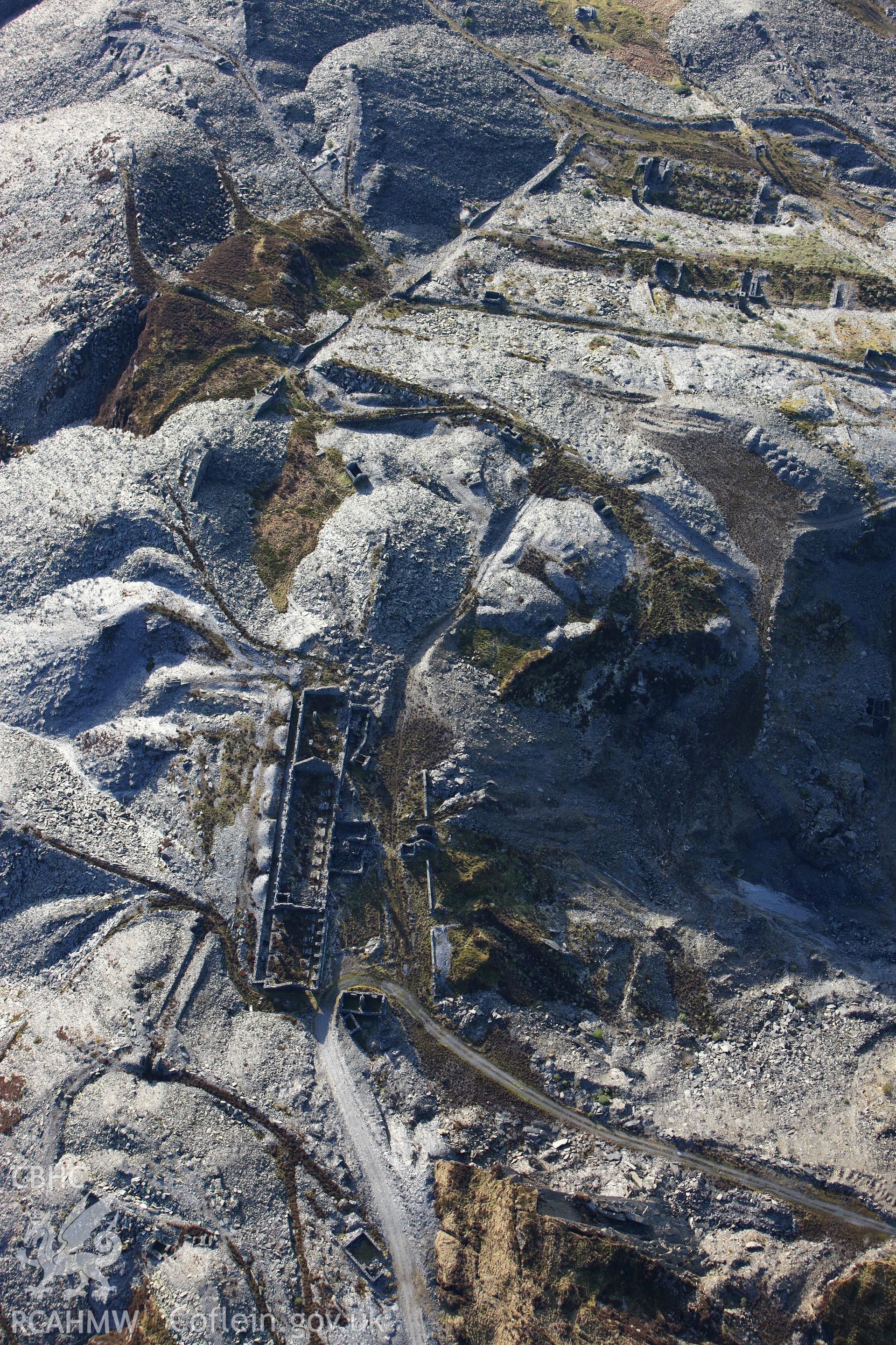 RCAHMW colour oblique photograph of Diffwys slate quarry. Taken by Toby Driver on 08/02/2011.