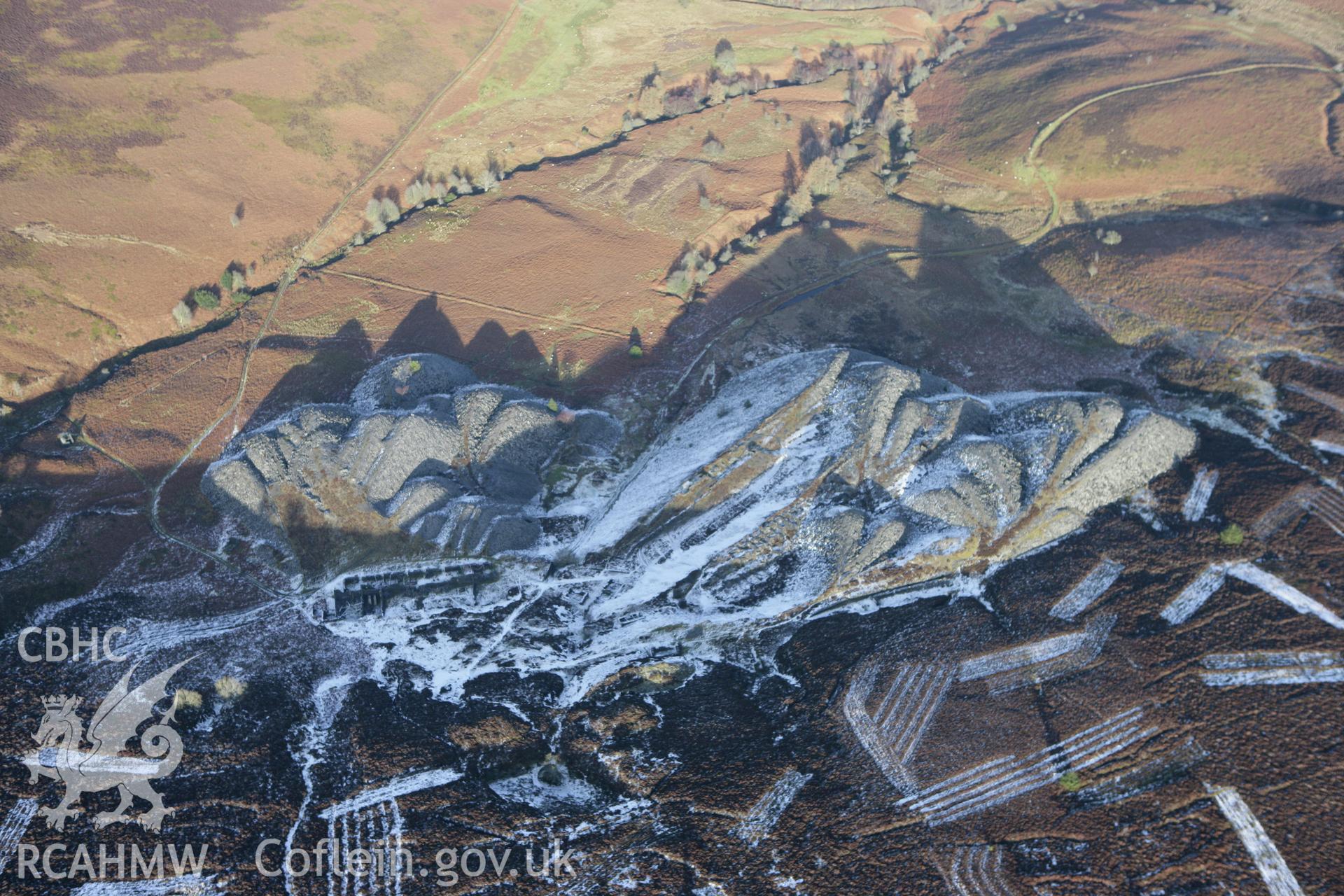 RCAHMW colour oblique photograph of Moel Fferna slate quarry. Taken by Toby Driver on 08/02/2011.