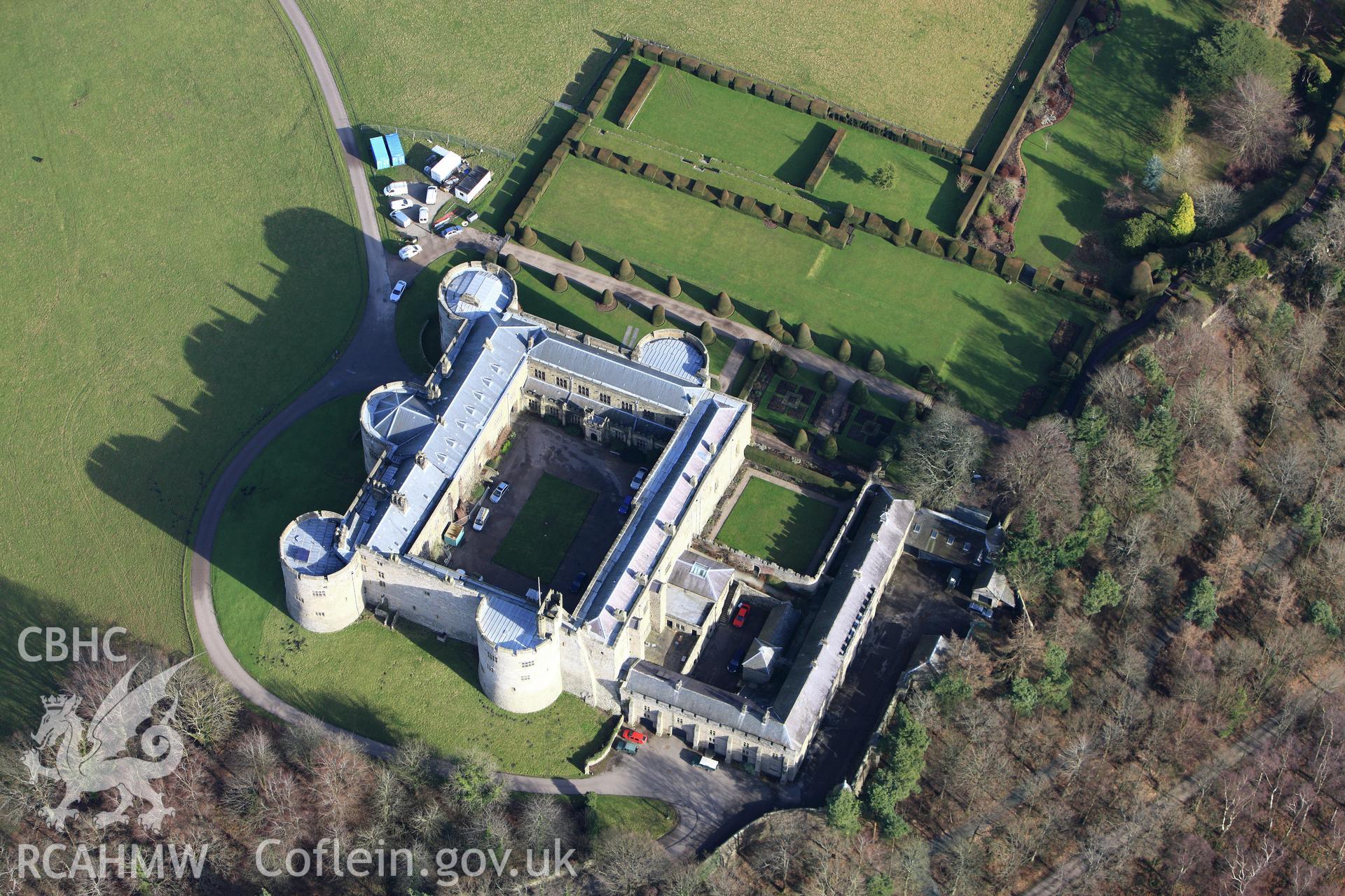 RCAHMW colour oblique photograph of Chirk Castle. Taken by Toby Driver on 08/02/2011.