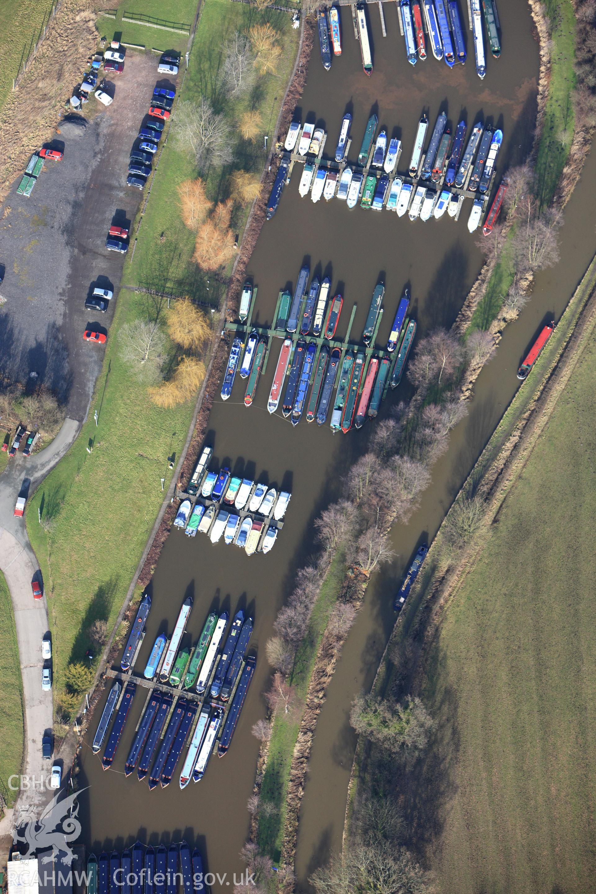 RCAHMW colour oblique photograph of Chirk Marina, Llangollen Canal. Taken by Toby Driver on 08/02/2011.