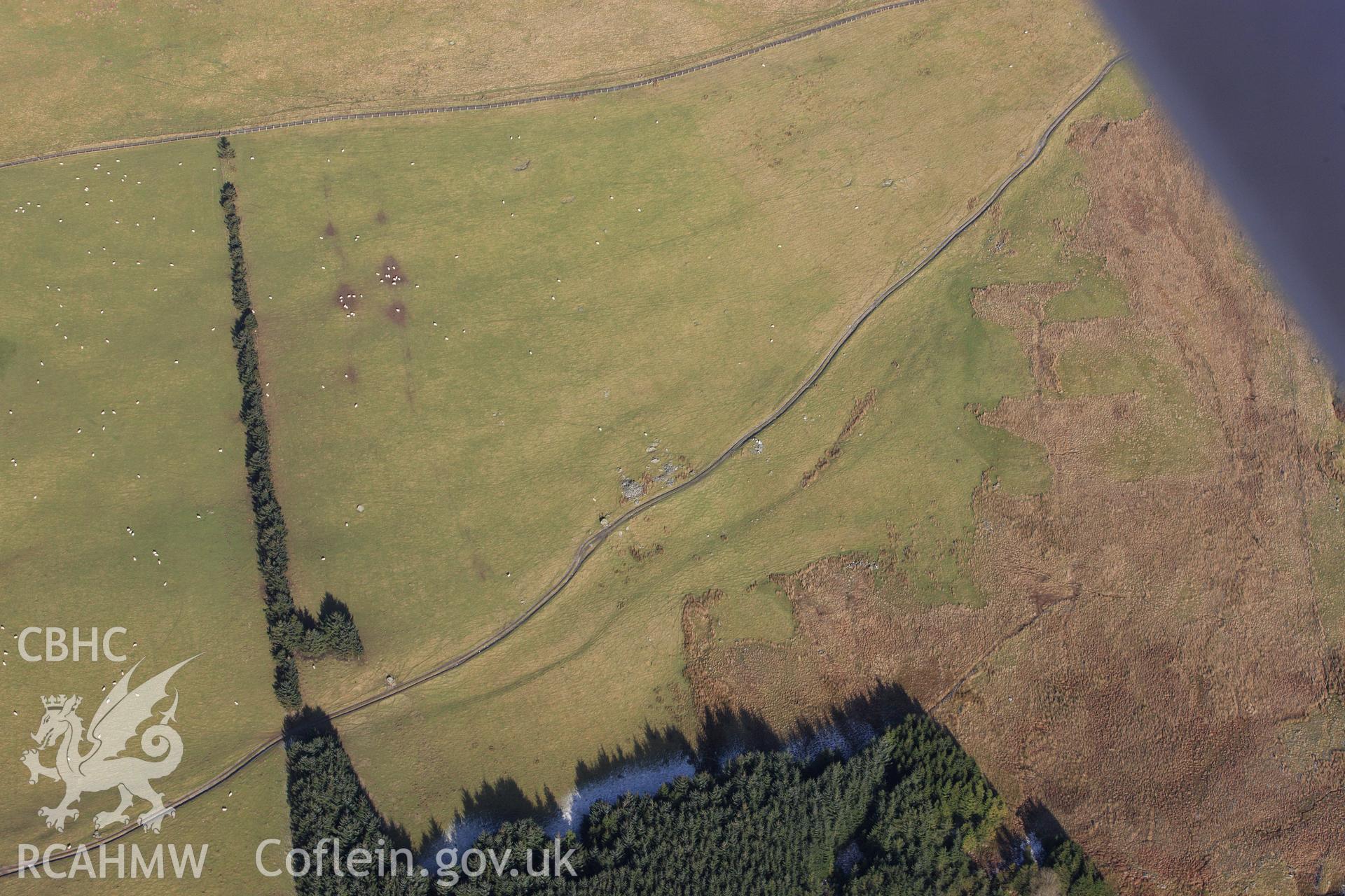 RCAHMW colour oblique photograph of landscape to the south of Nant Gwyn trackway. Taken by Toby Driver on 08/02/2011.