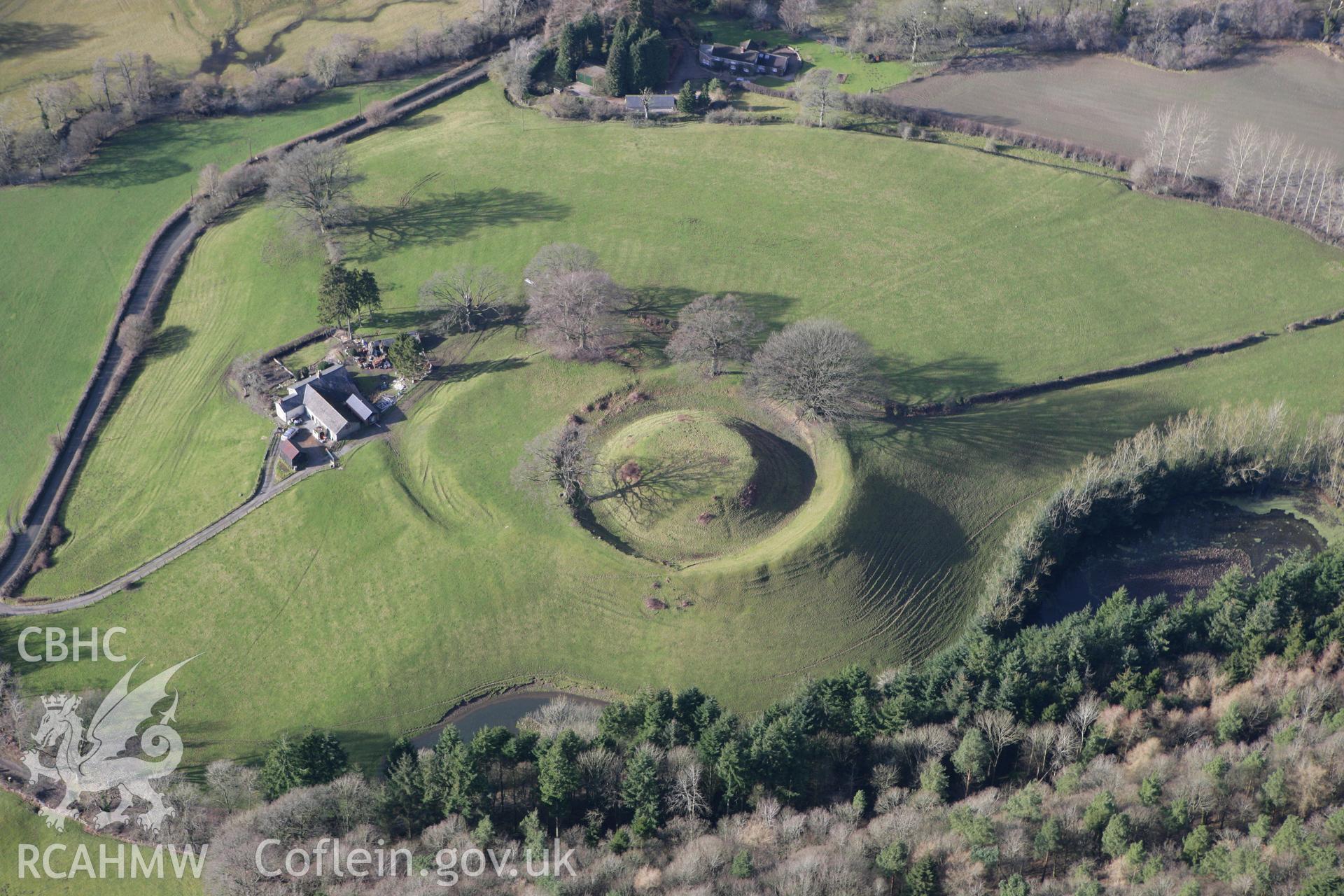 RCAHMW colour oblique photograph of Sycarth Castle. Taken by Toby Driver on 08/02/2011.