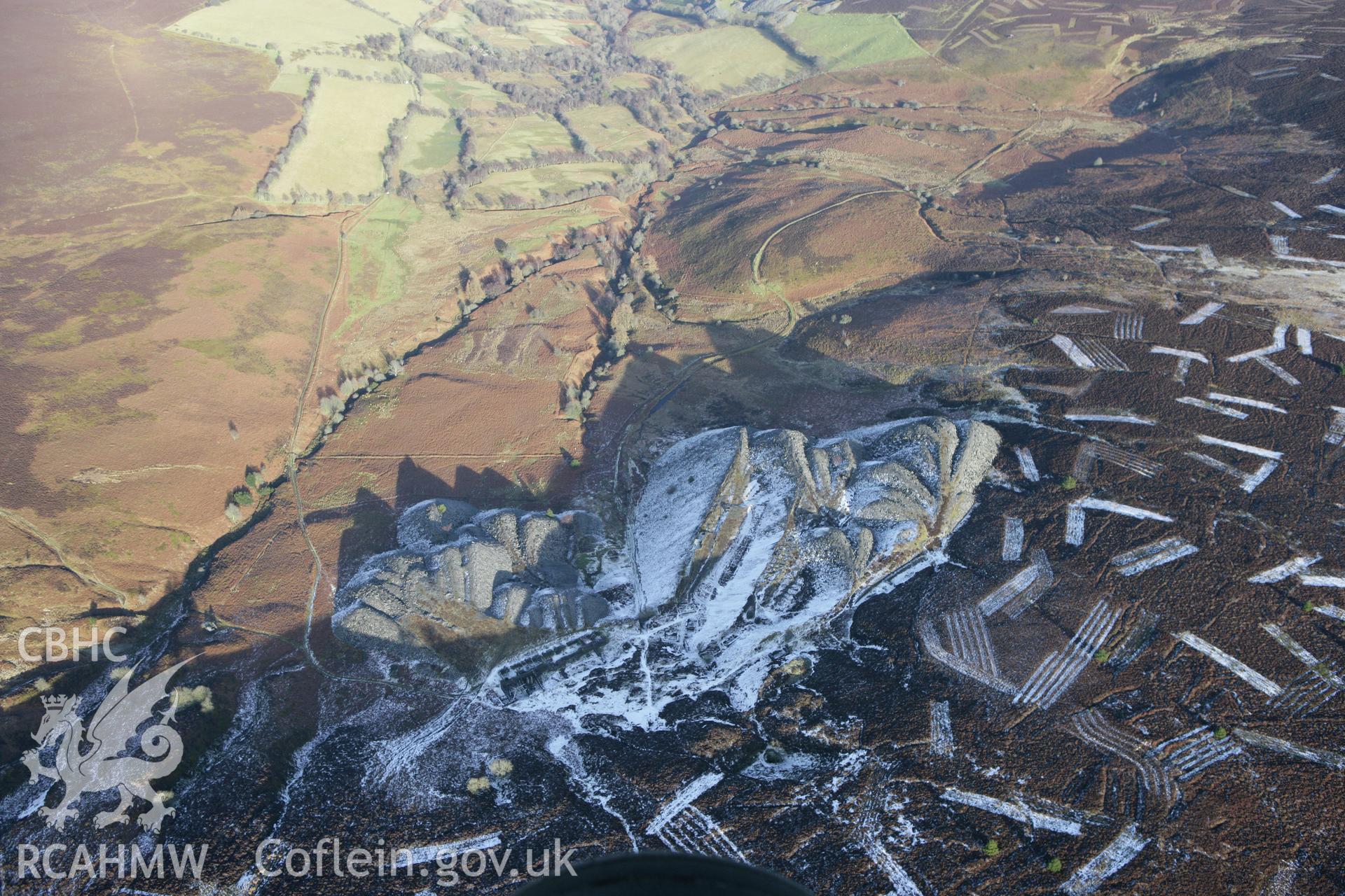 RCAHMW colour oblique photograph of Moel Fferna slate quarry. Taken by Toby Driver on 08/02/2011.