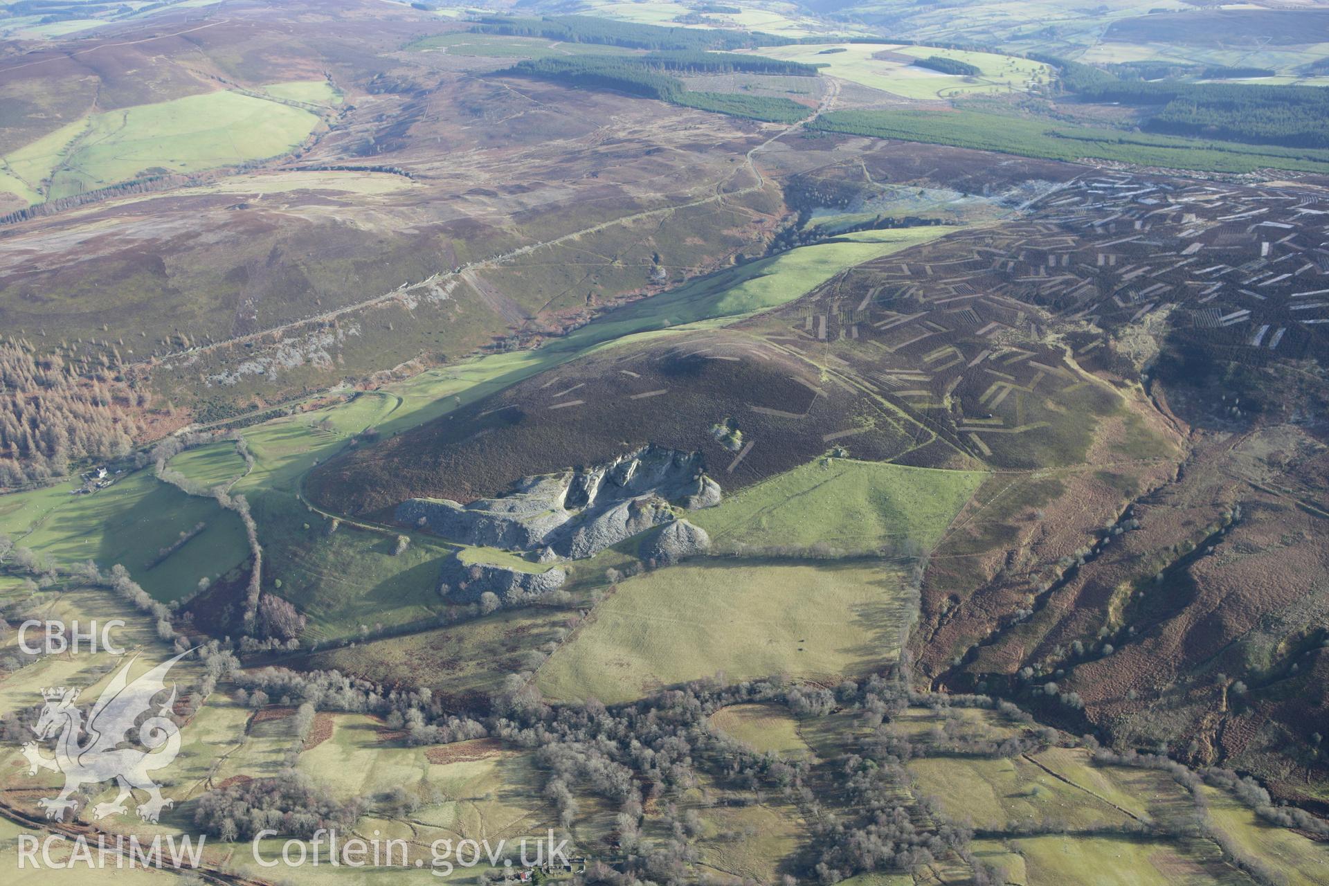 RCAHMW colour oblique photograph of Deeside Slab quarry. Taken by Toby Driver on 08/02/2011.