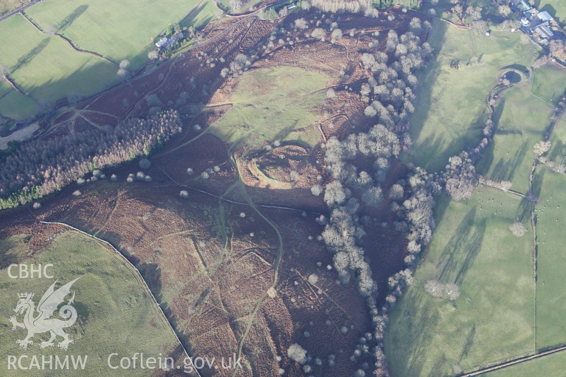 RCAHMW colour oblique photograph of Craig yr Ychain hillfort. Taken by Toby Driver on 08/02/2011.