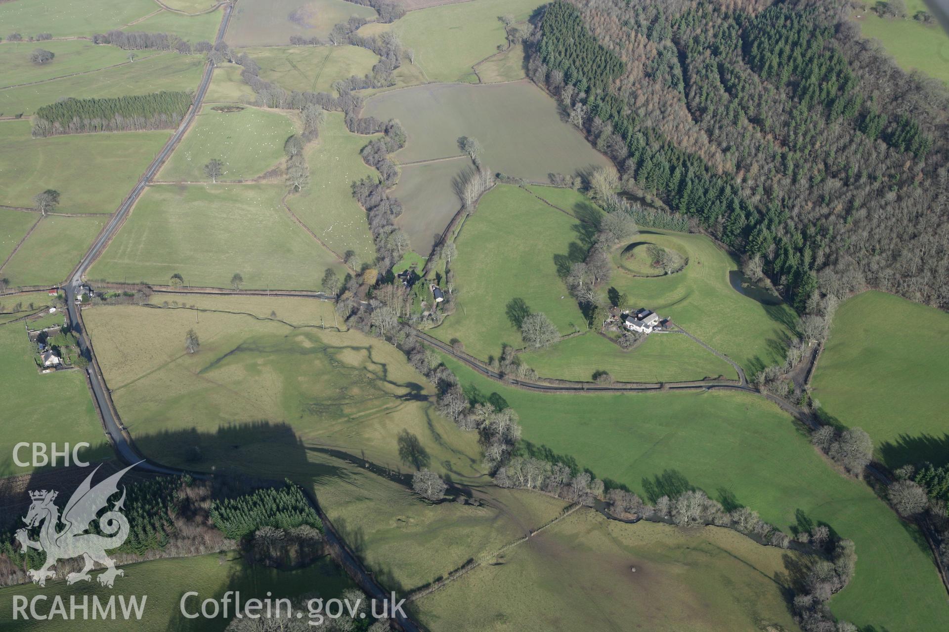 RCAHMW colour oblique photograph of Sycarth Castle. Taken by Toby Driver on 08/02/2011.