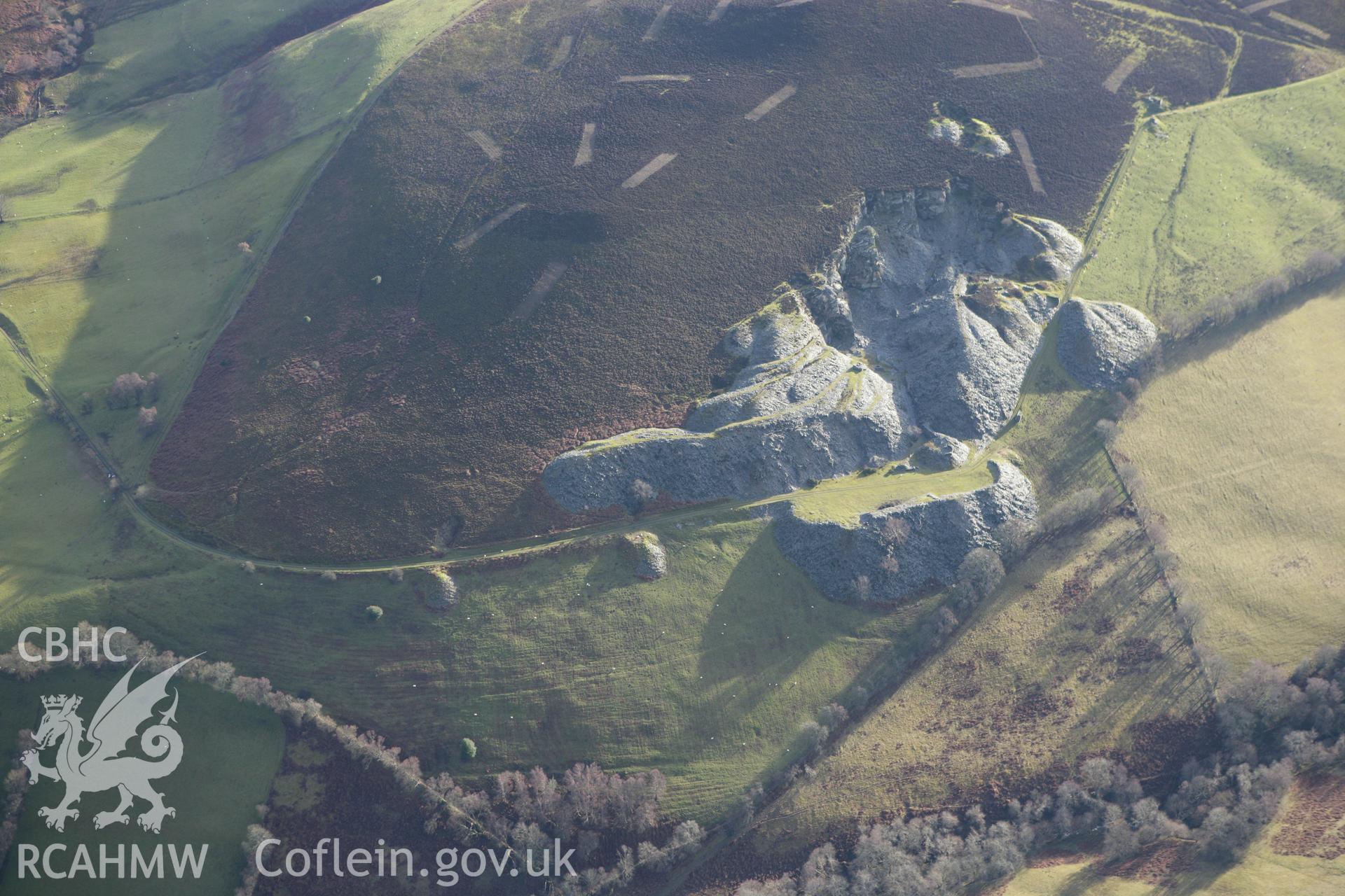 RCAHMW colour oblique photograph of Deeside Slab quarry. Taken by Toby Driver on 08/02/2011.