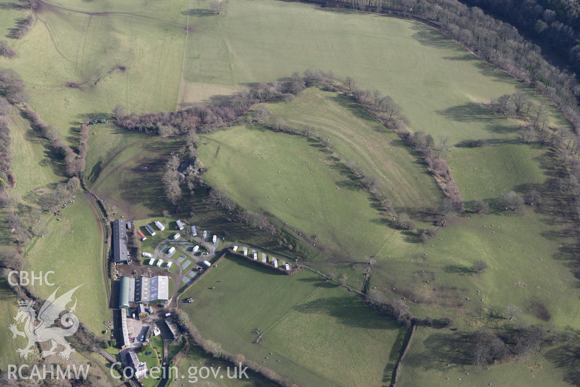 RCAHMW colour oblique photograph of Wern Isaf defended enclosure. Taken by Toby Driver on 08/02/2011.