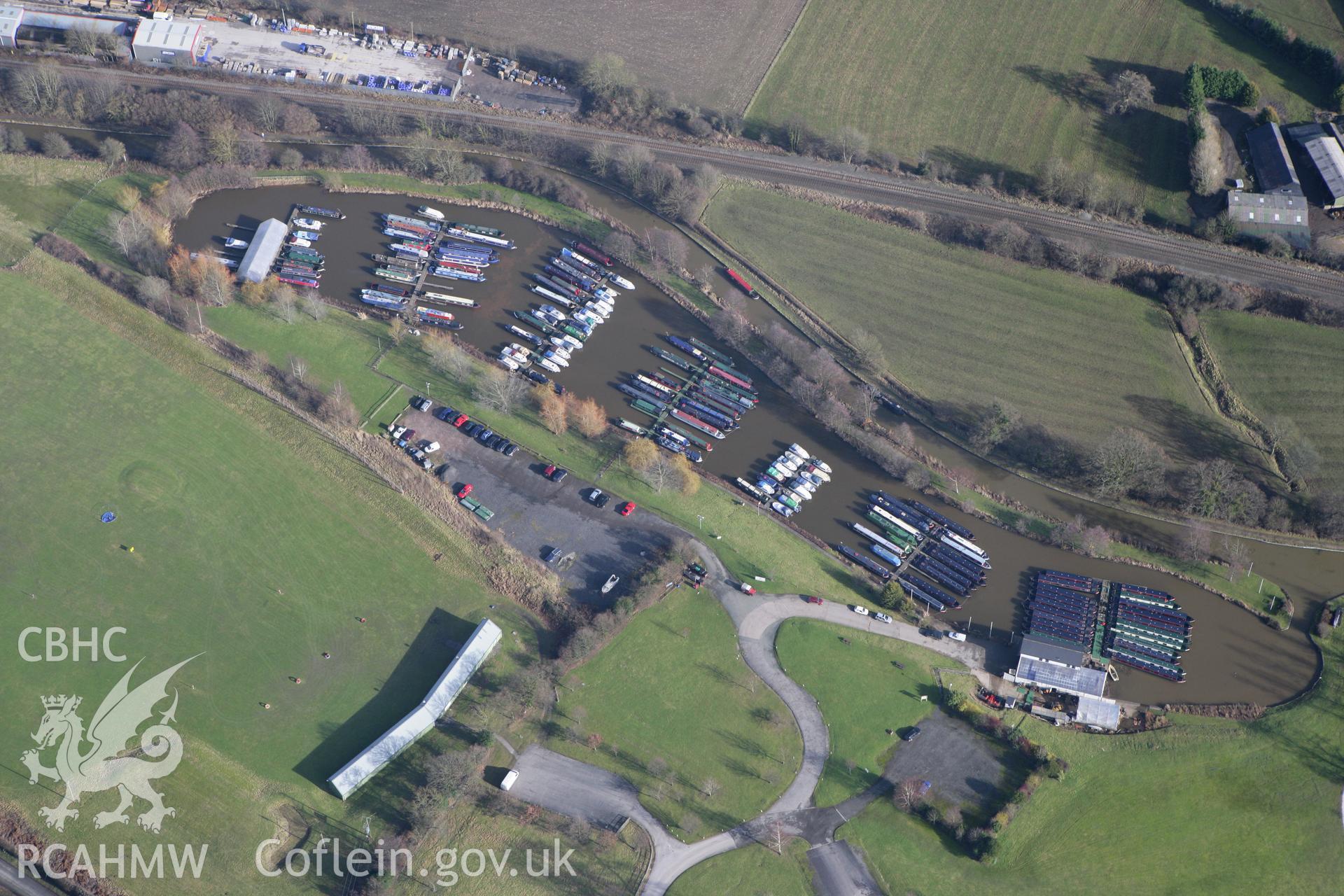 RCAHMW colour oblique photograph of Chirk Marina, Llangollen Canal. Taken by Toby Driver on 08/02/2011.