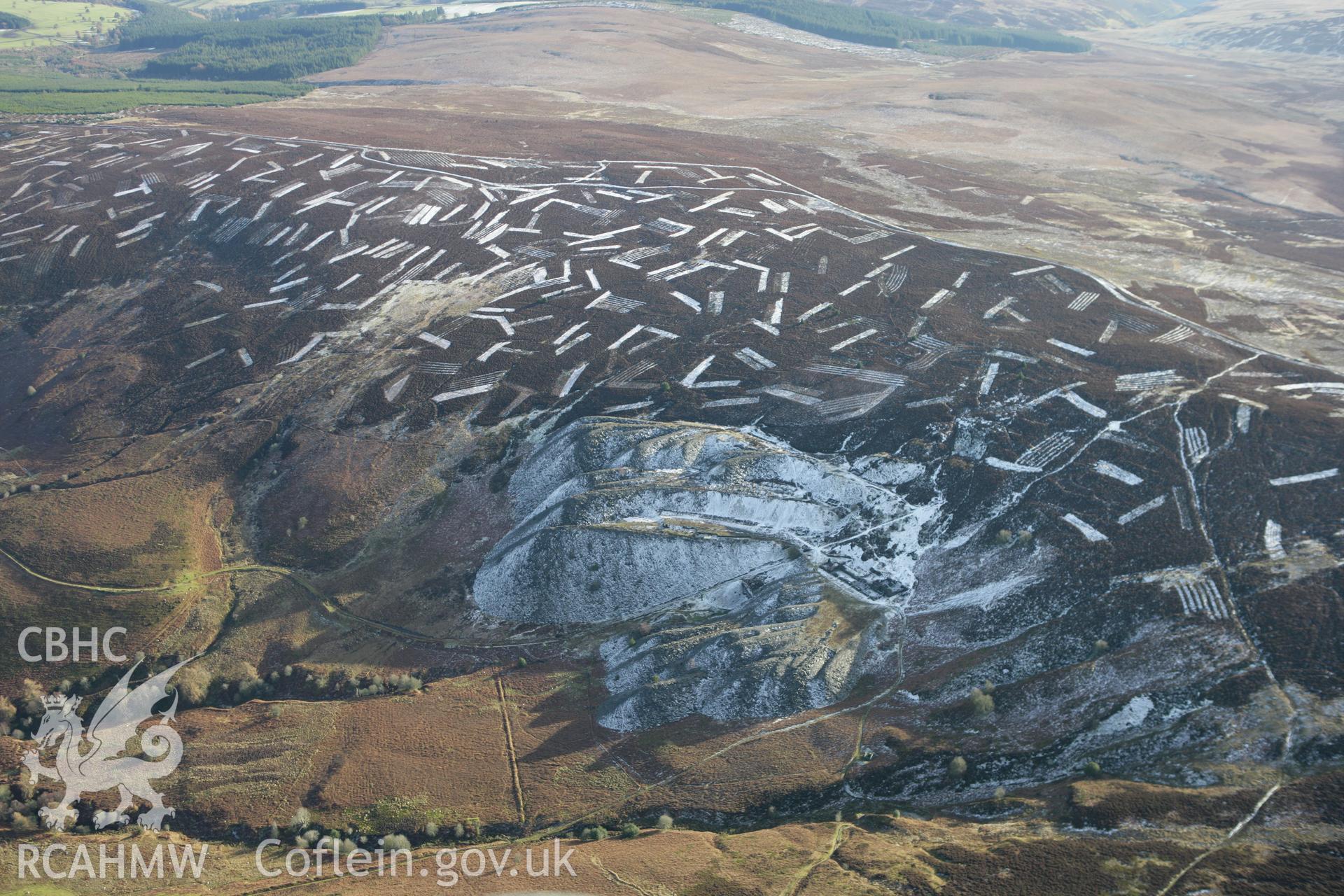 RCAHMW colour oblique photograph of Moel Fferna slate quarry. Taken by Toby Driver on 08/02/2011.